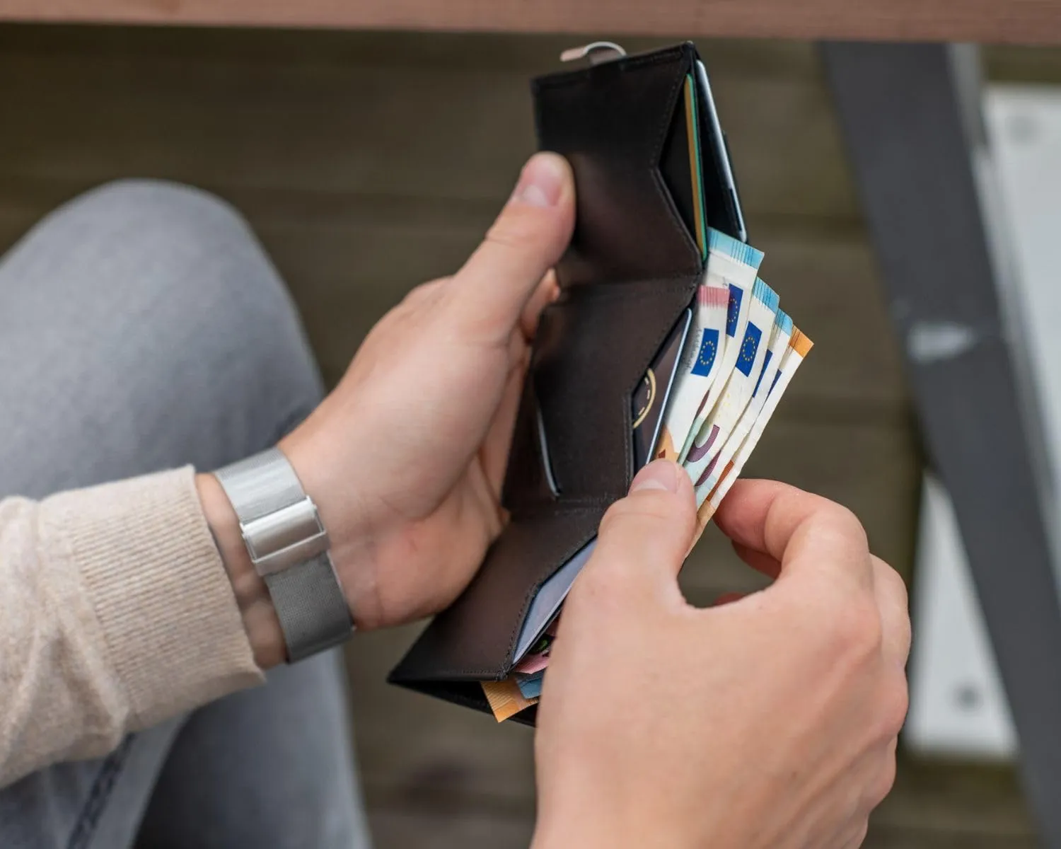 EXENTRI Portafogli tri-fold - Blocco RFID con clip di chiusura in acciaio inossidabile - immagine 9