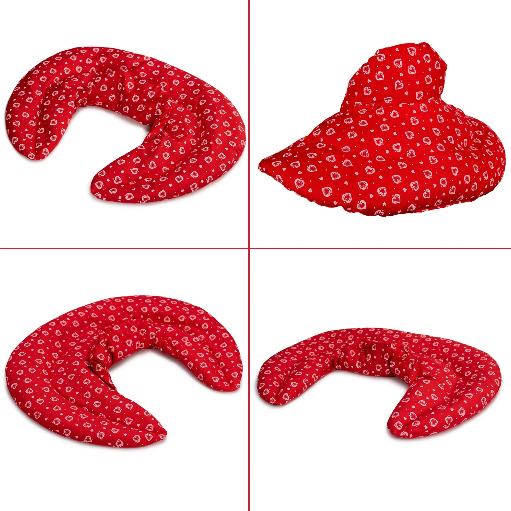 Cuscino del collo, cuori rosso. Cuscino termico con noccioli di ciliegia, terapia caldo e freddo. Scaldacollo - immagine 9