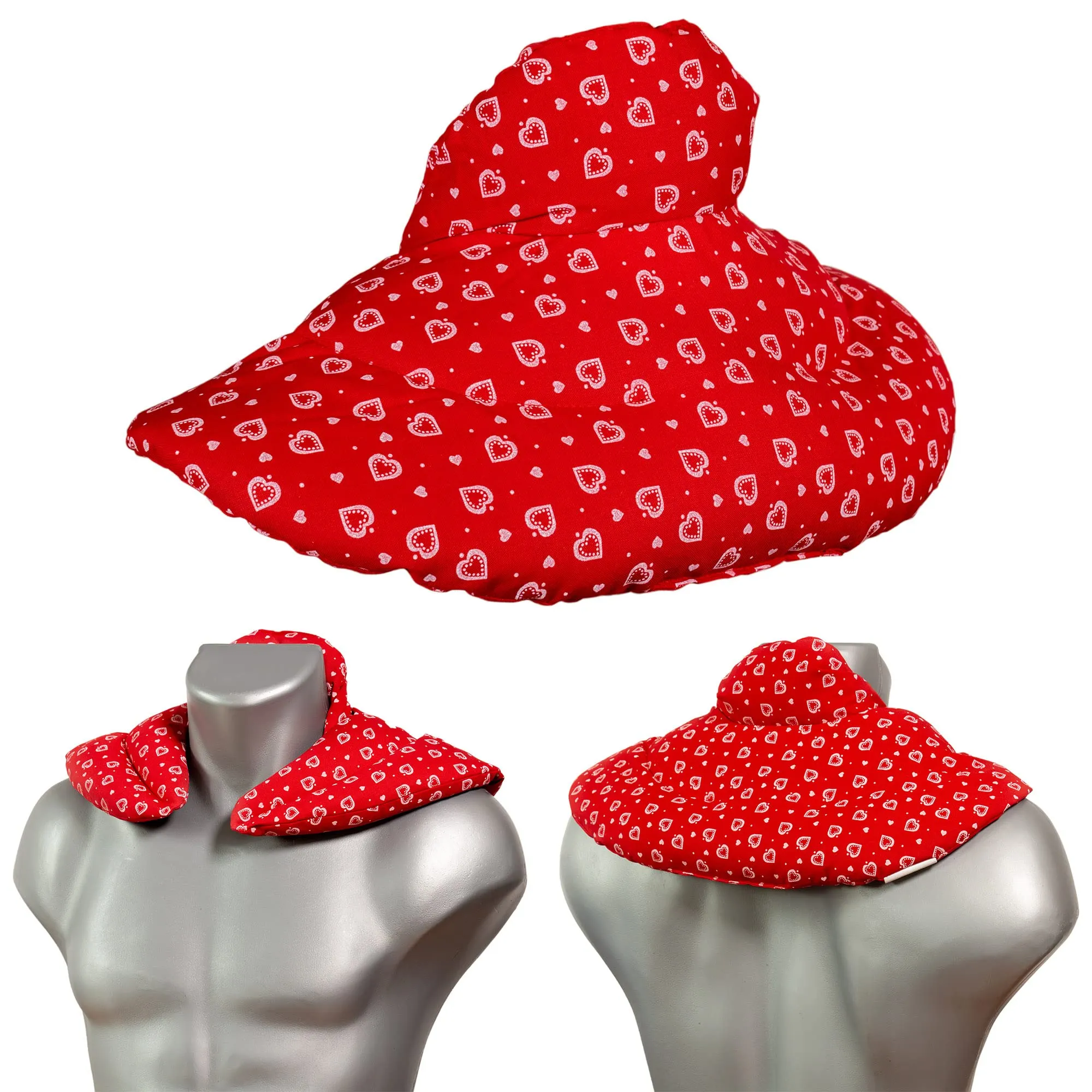 Cuscino del collo, cuori rosso. Cuscino Semi di farro, terapia caldo e freddo - immagine 8
