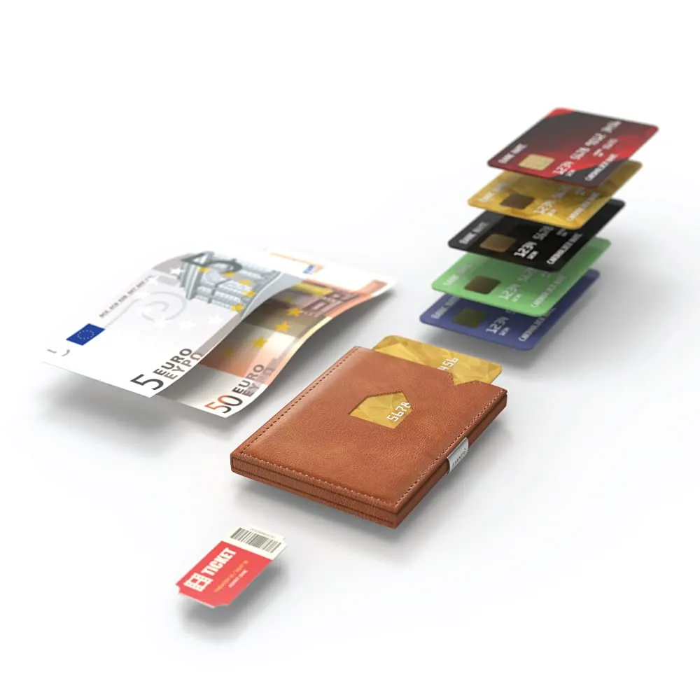 EXENTRI Portafogli tri-fold - Blocco RFID con clip di chiusura in acciaio inossidabile - immagine 2