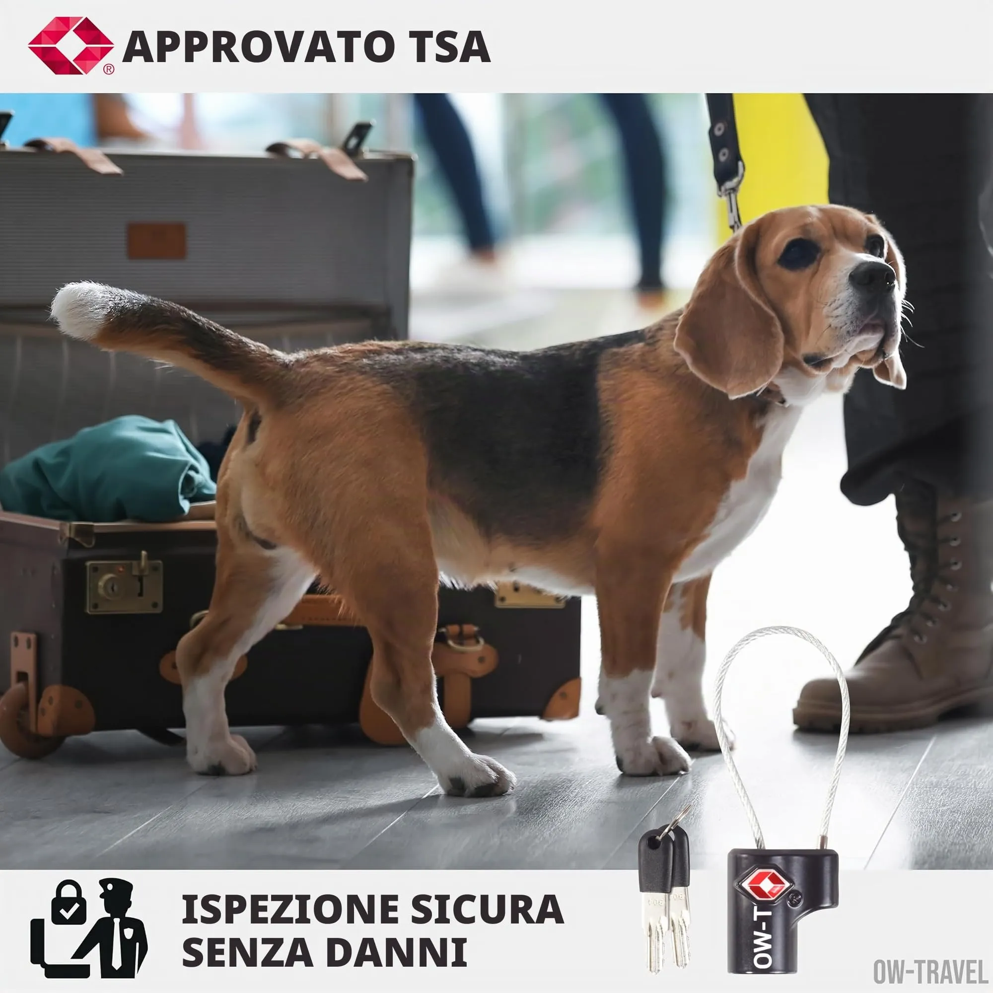 OW-Travel Lucchetto TSA con Cavo e Chiave, Lucchetto Valigia, Nero 2 Pz - immagine 6