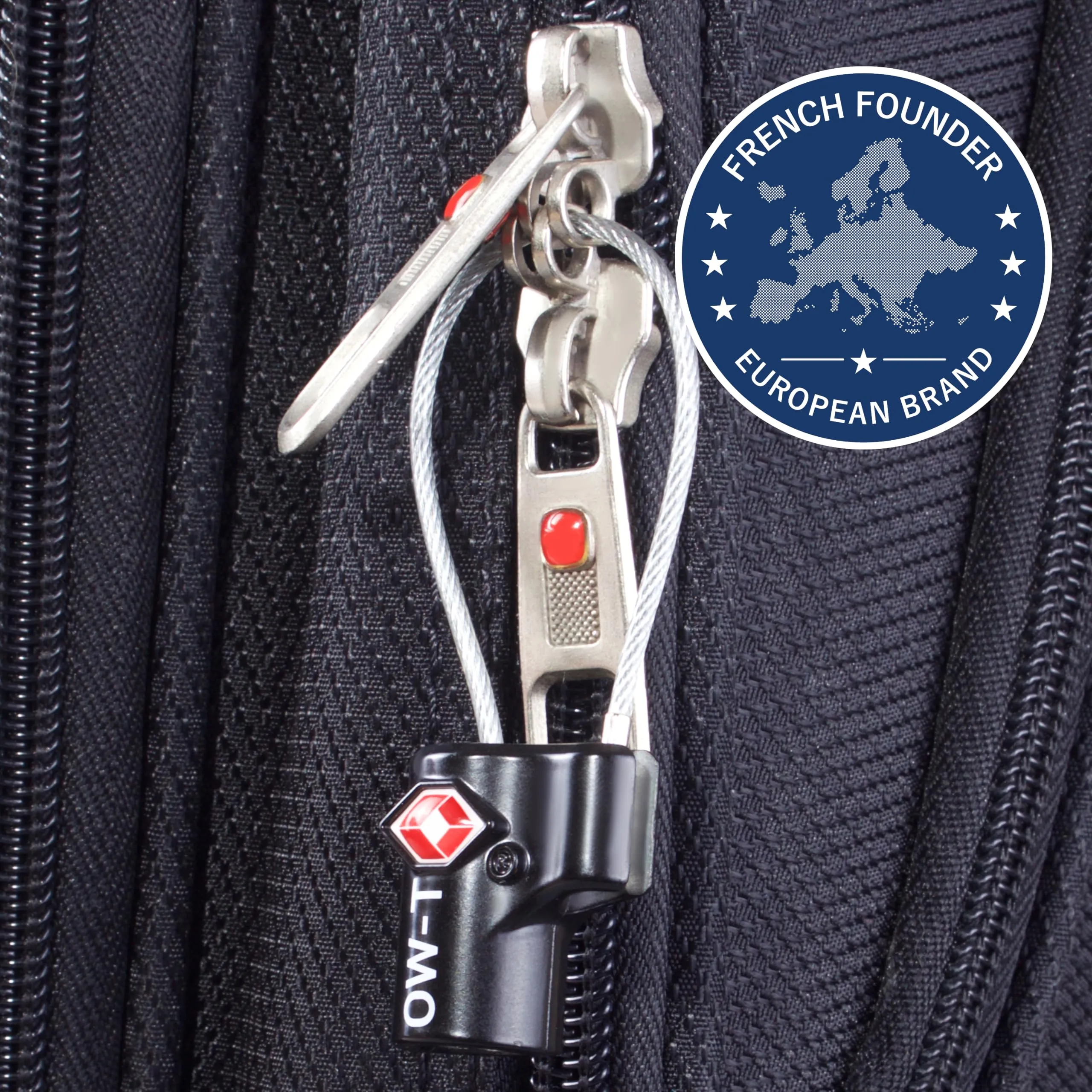 OW-Travel Lucchetto TSA con Cavo e Chiave, Lucchetto Valigia, Nero 1 Pz - immagine 3