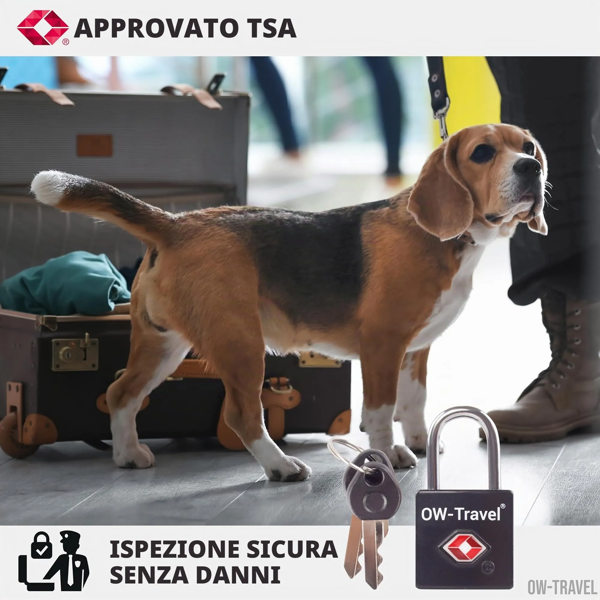 OW-Travel Lucchetto per Valigia con Chiave, Lucchetto TSA USA, Nero 2 Pz - immagine 6