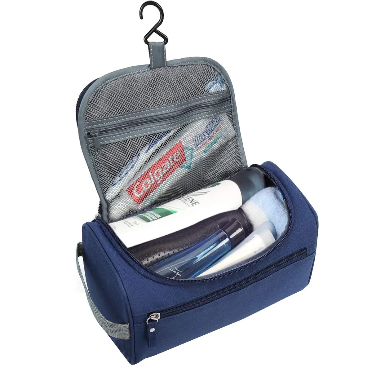 Beauty Case da Viaggio Uomo Donna Borsa da Toilette da Appendere Borsa da Viaggio Con Gancio Impermeabile Da Bagno Portatile Organizer da Viaggio Pochette Make Up Trucchi Cosmetici Verde - immagine 2