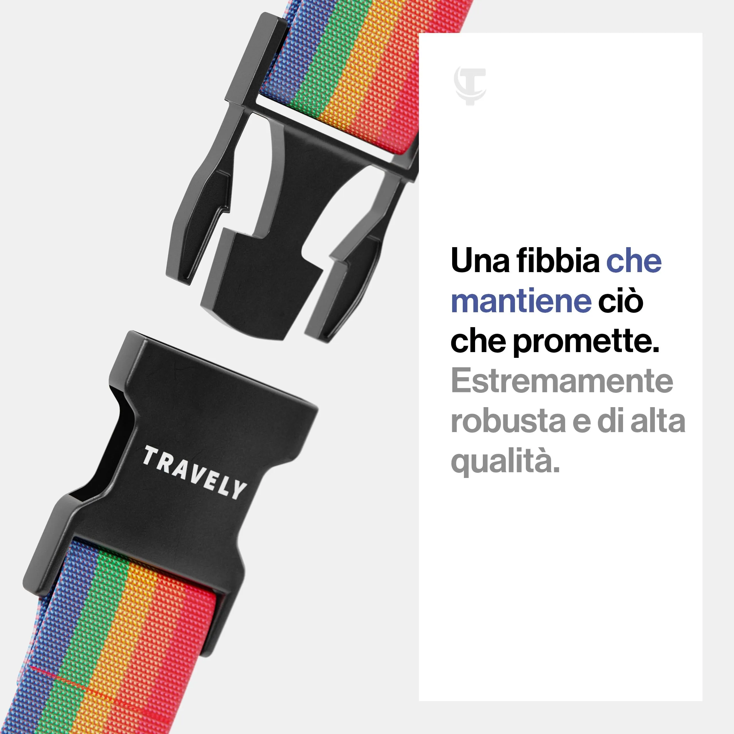 Travely® Premium cinghia per valigia - particolarmente accattivante e sicura, con 2 targhette per nome, ideale incrociata, set da 2 pezzi, multicolore - immagine 3