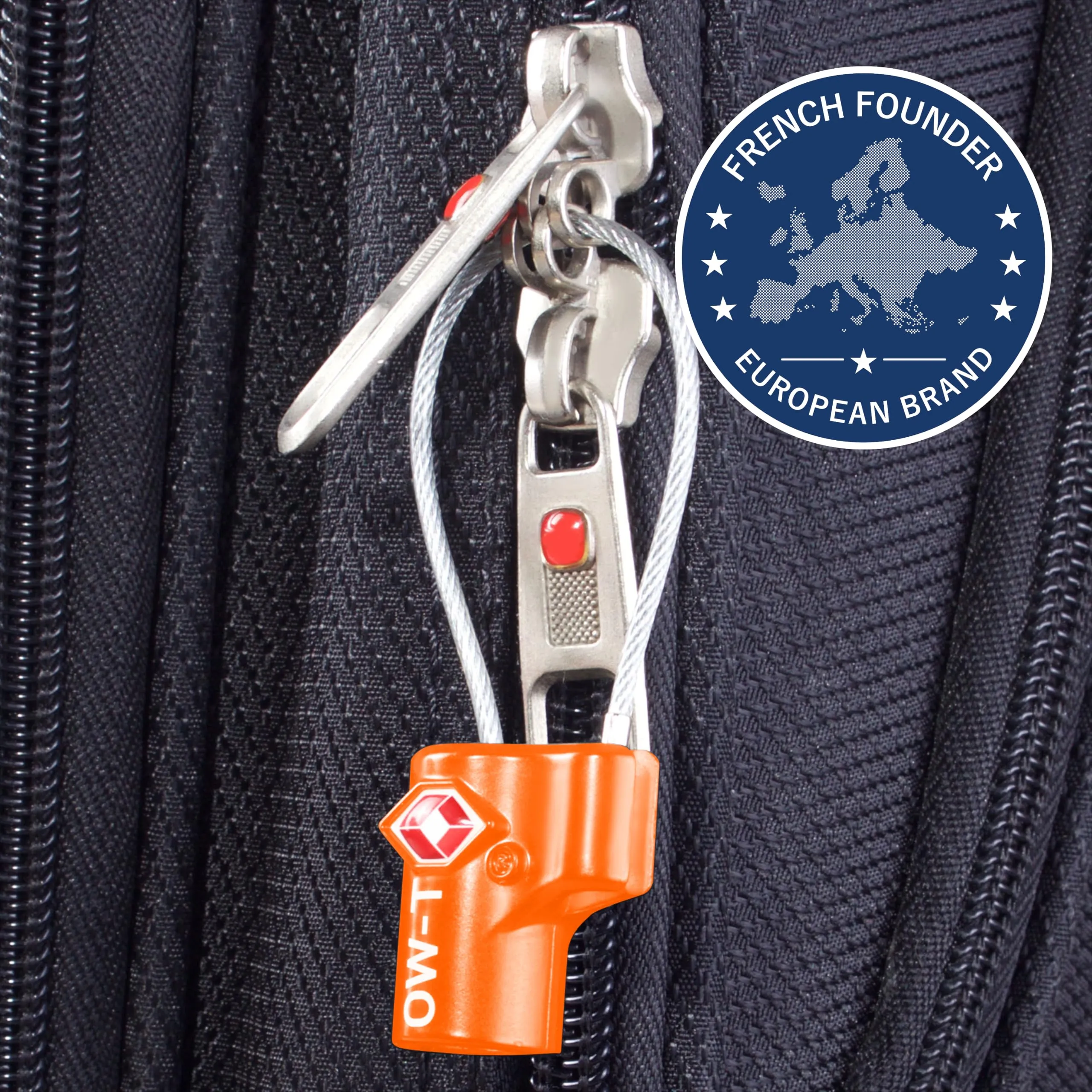 OW-Travel Lucchetto TSA con Cavo e Chiave, Lucchetti Valigia Arancione 2 Pz - immagine 4
