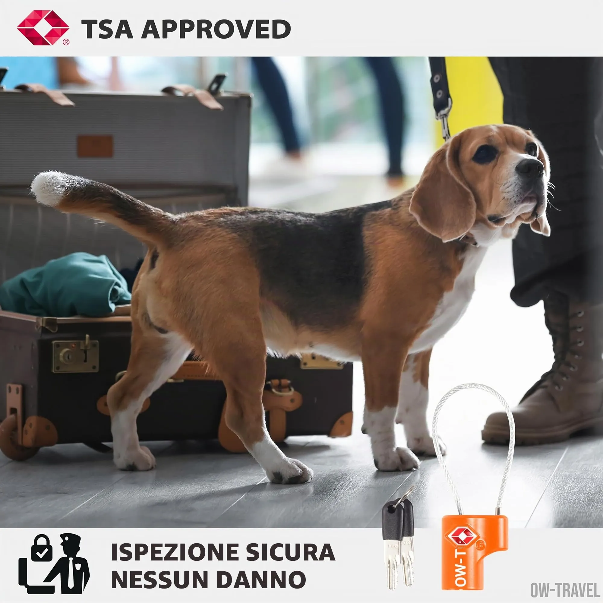 OW-Travel Lucchetto TSA con Cavo e Chiave, Lucchetti Valigia Arancione 2 Pz - immagine 6