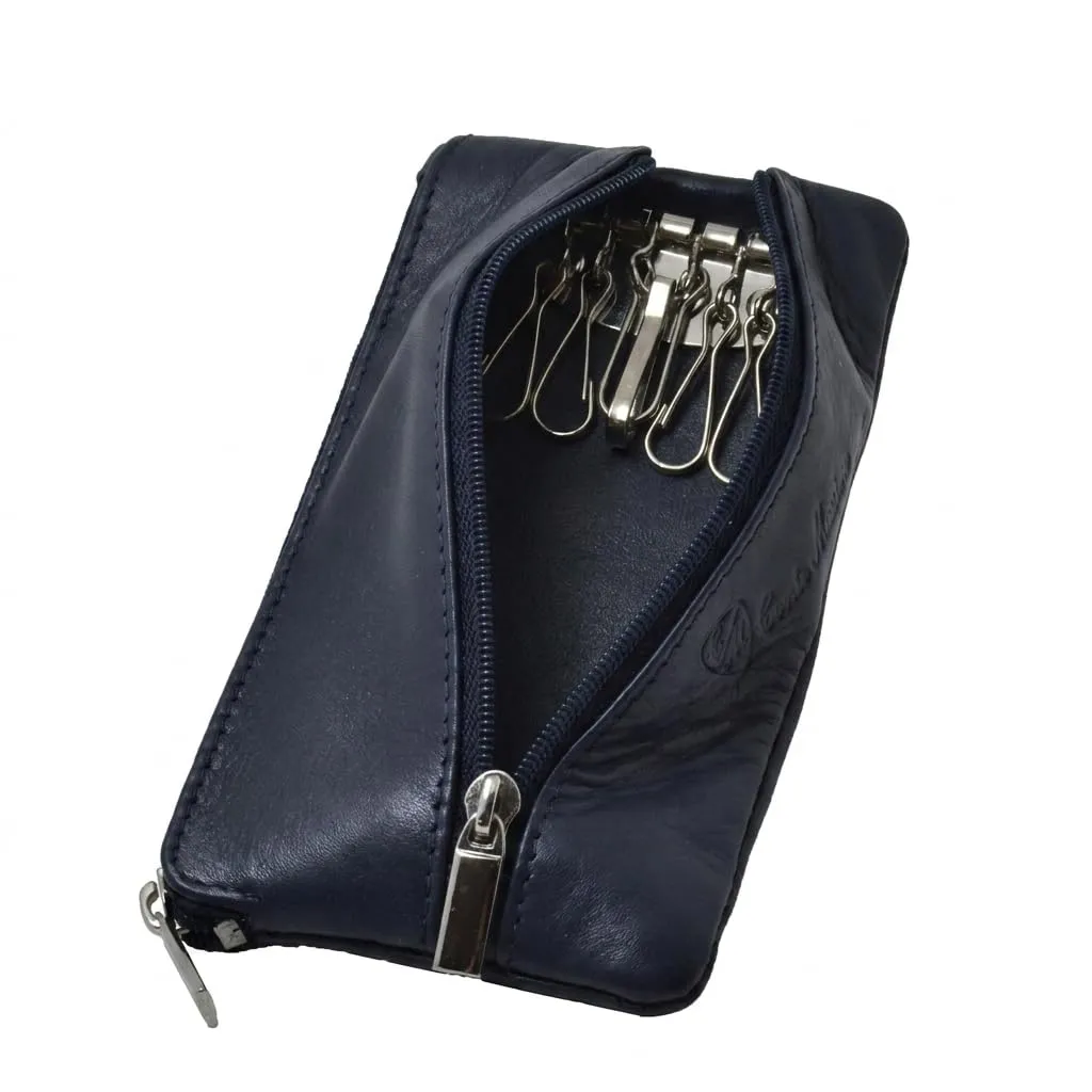 CONTE MASSIMO Portachiavi Per Uomo e Donna, Vera Pelle, 2 Tasche con Cerniera e Ganci, Con Scatola Regalo - immagine 1