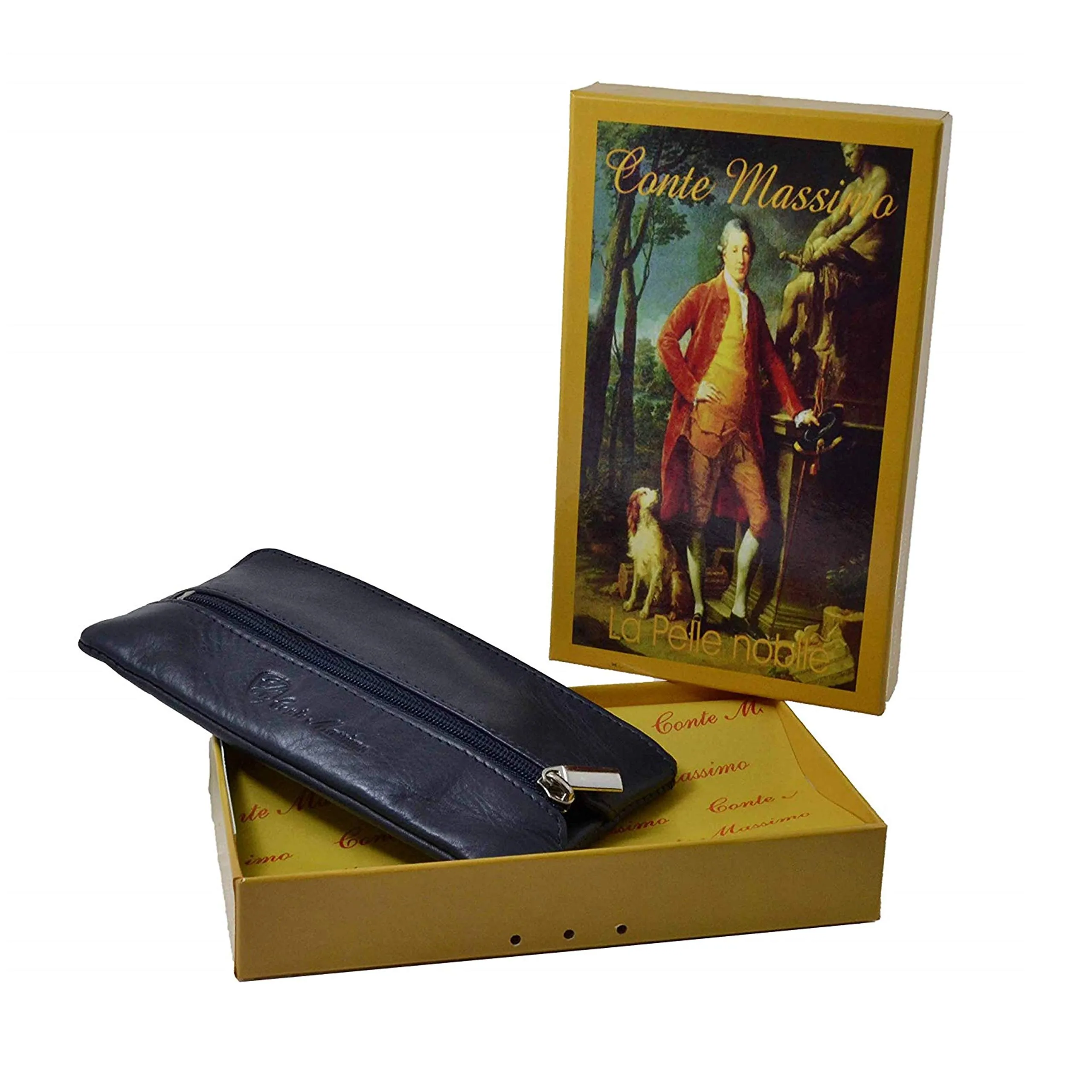 CONTE MASSIMO Portachiavi Per Uomo e Donna, Vera Pelle, 2 Tasche con Cerniera e Ganci, Con Scatola Regalo - immagine 5