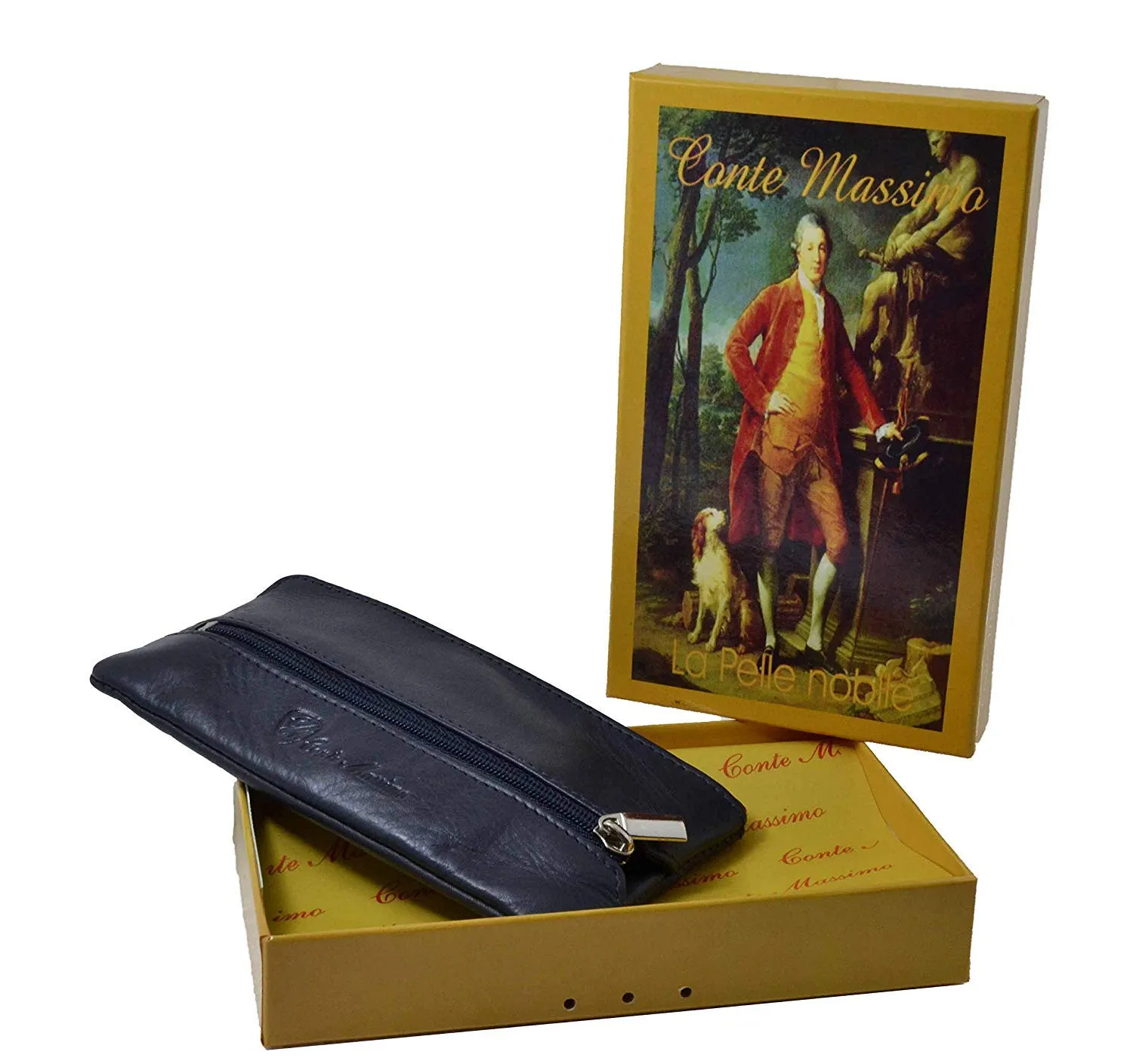 CONTE MASSIMO Portachiavi Per Uomo e Donna, Vera Pelle, 2 Tasche con Cerniera e Ganci, Con Scatola Regalo - immagine 6