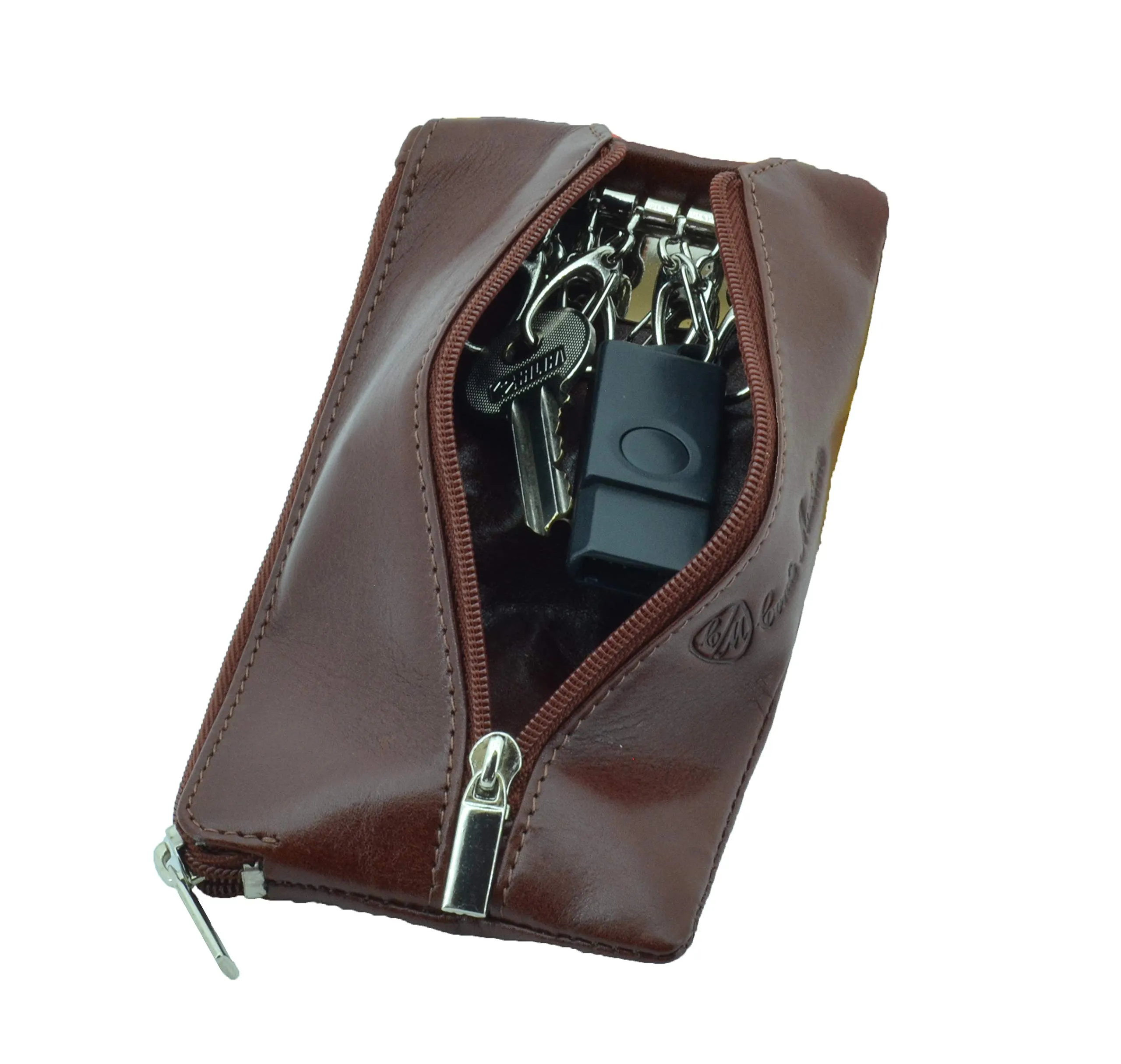 CONTE MASSIMO Portachiavi Per Uomo e Donna, Vera Pelle, 2 Tasche con Cerniera e Ganci, Con Scatola Regalo - immagine 1