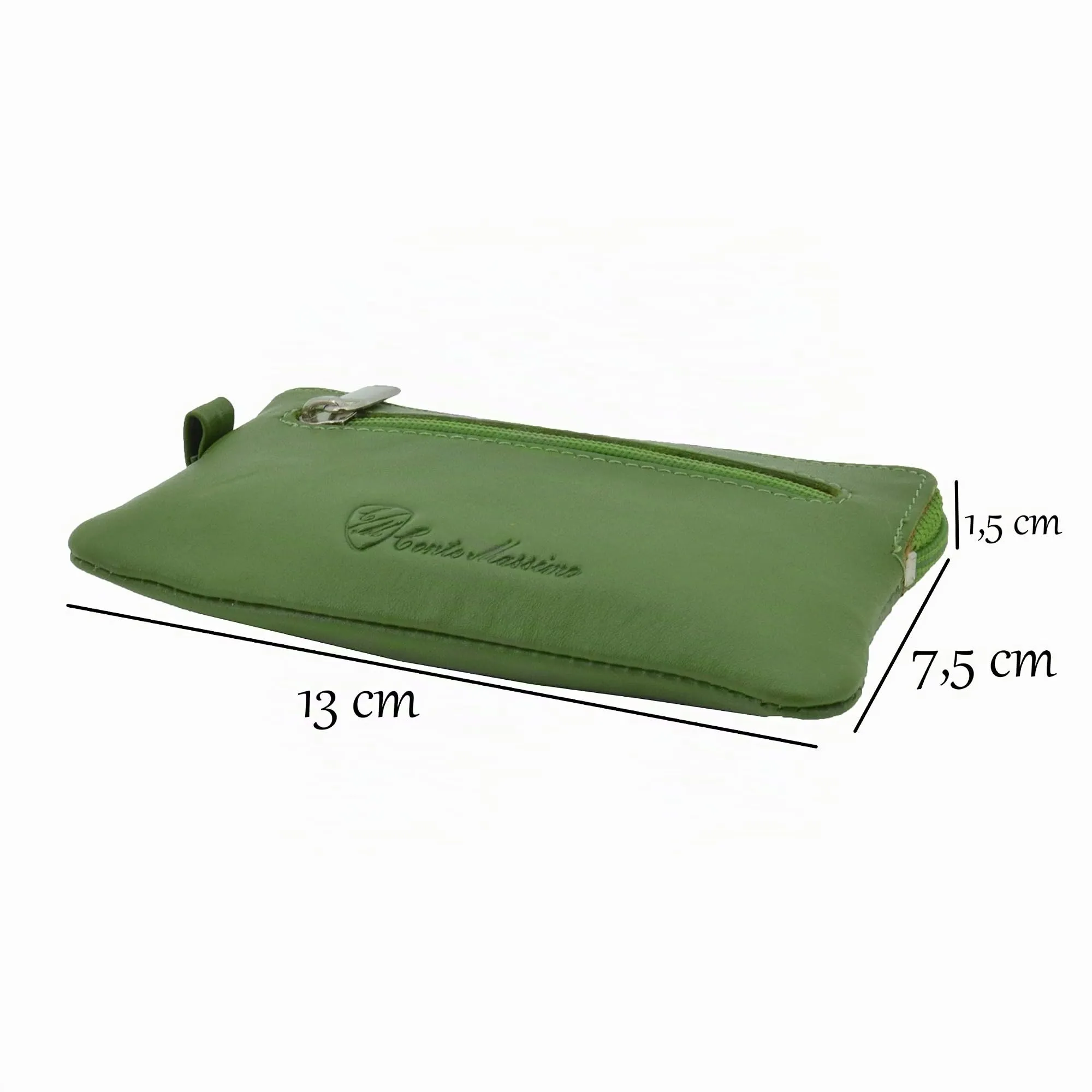 CM Conte Massimo Portachiavi Portamonete Unisex, Vera Pelle, 2 Tasche con Cerniera, Scatola Regalo - immagine 4