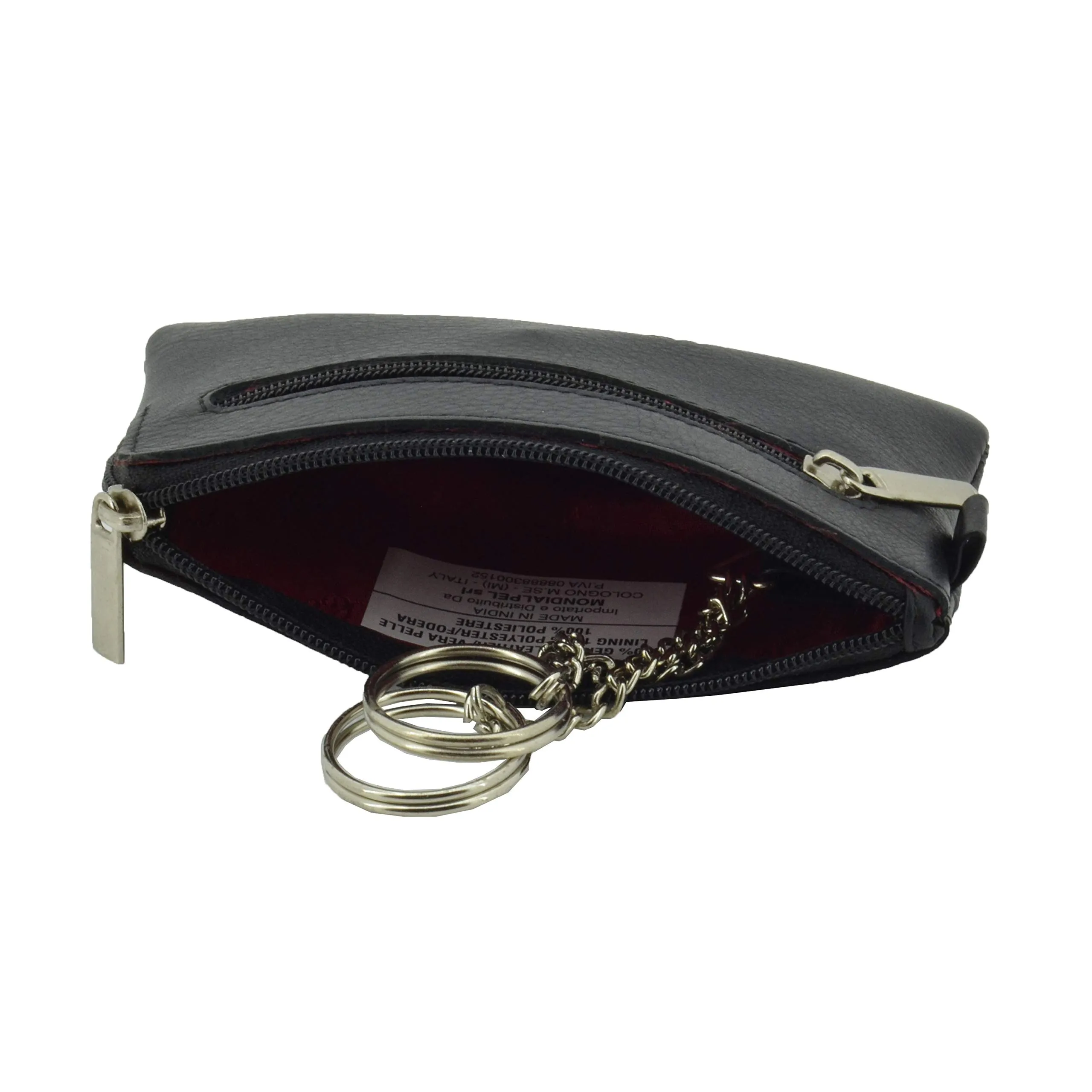 CONTE MASSIMO Portachiavi Per Uomo e Donna, Vera Pelle, 2 Tasche con Cerniera e Ganci, Con Scatola Regalo - immagine 4