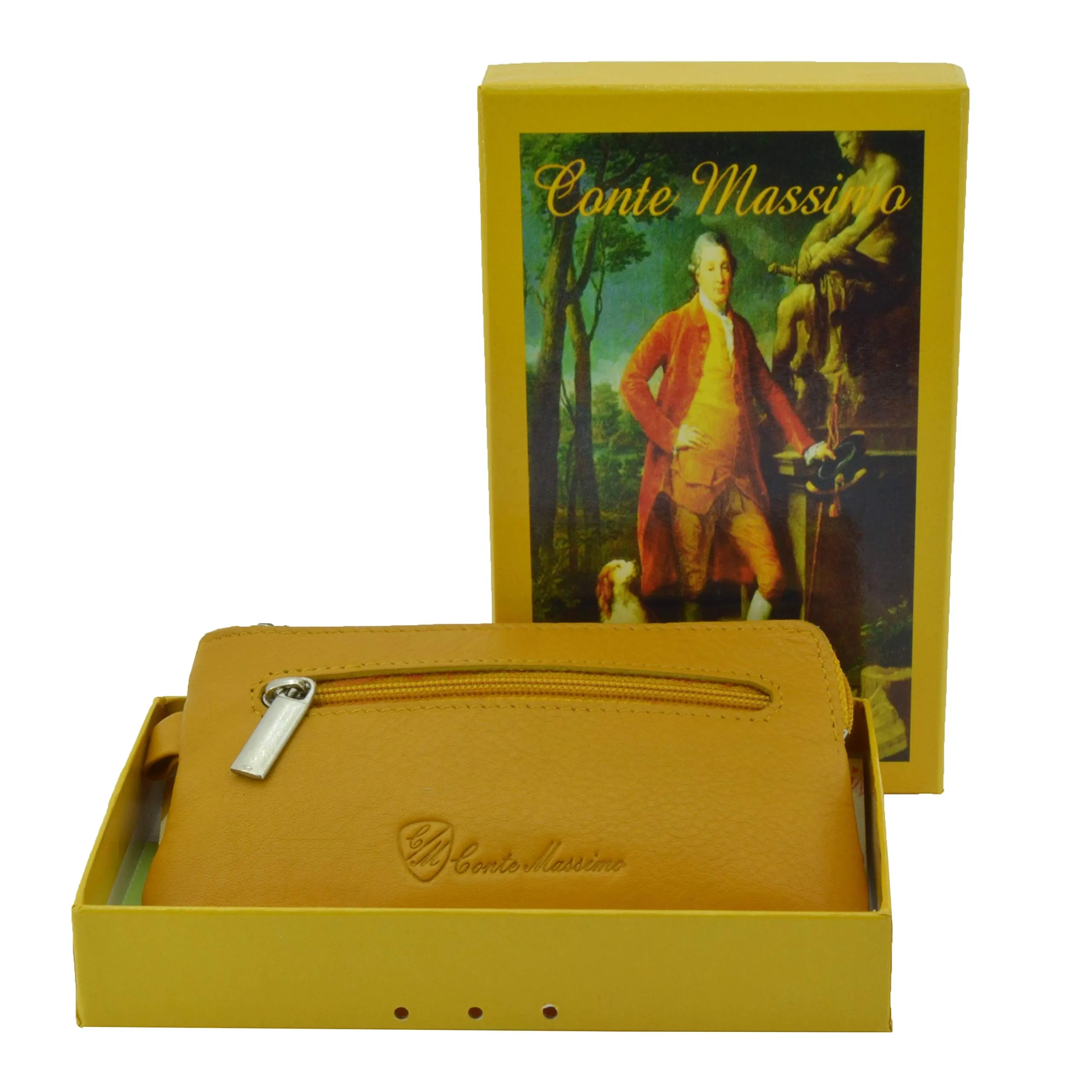 CONTE MASSIMO Portachiavi Per Uomo e Donna, Vera Pelle, 2 Tasche con Cerniera e Ganci, Con Scatola Regalo - immagine 6