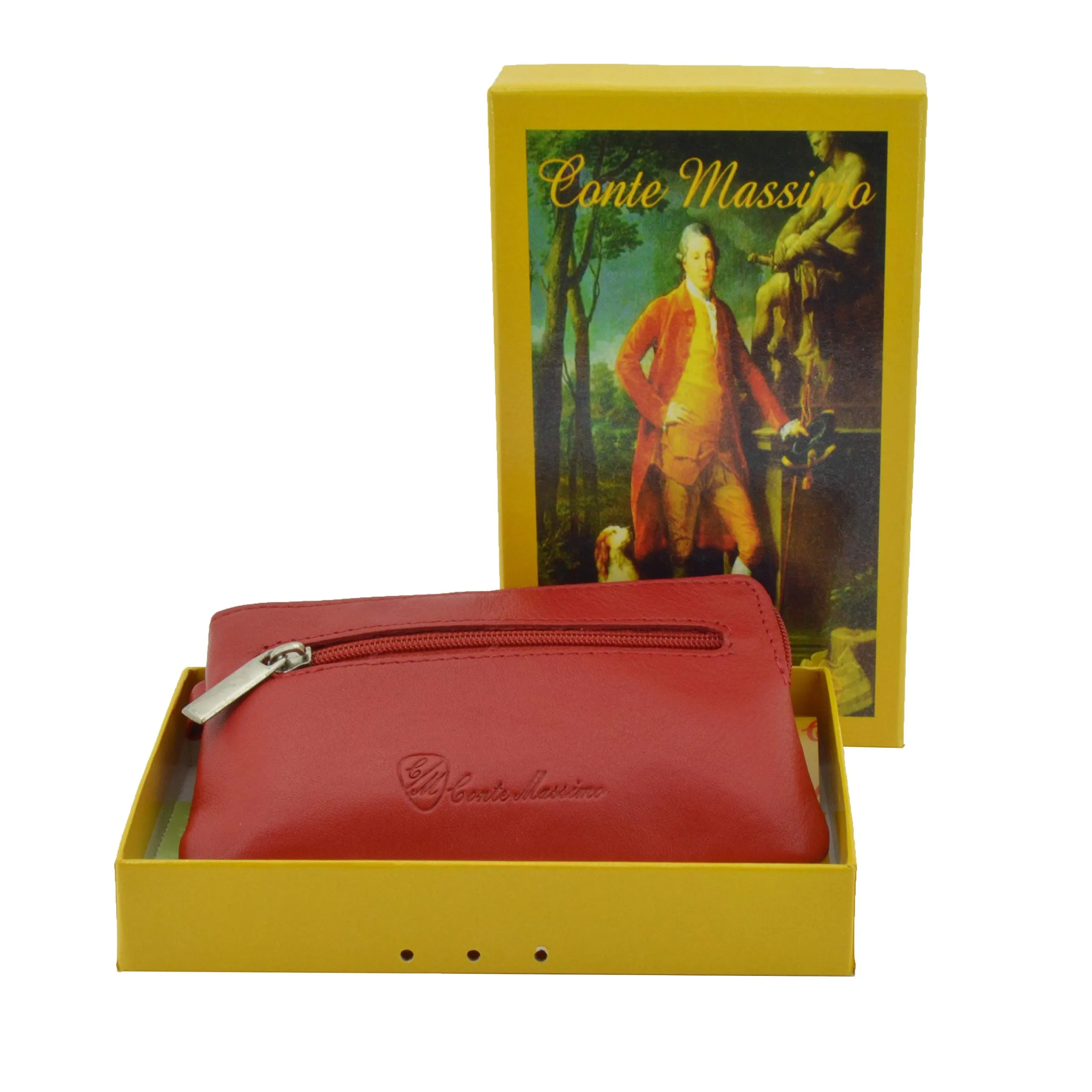 CONTE MASSIMO Portachiavi Per Uomo e Donna, Vera Pelle, 2 Tasche con Cerniera e Ganci, Con Scatola Regalo - immagine 6