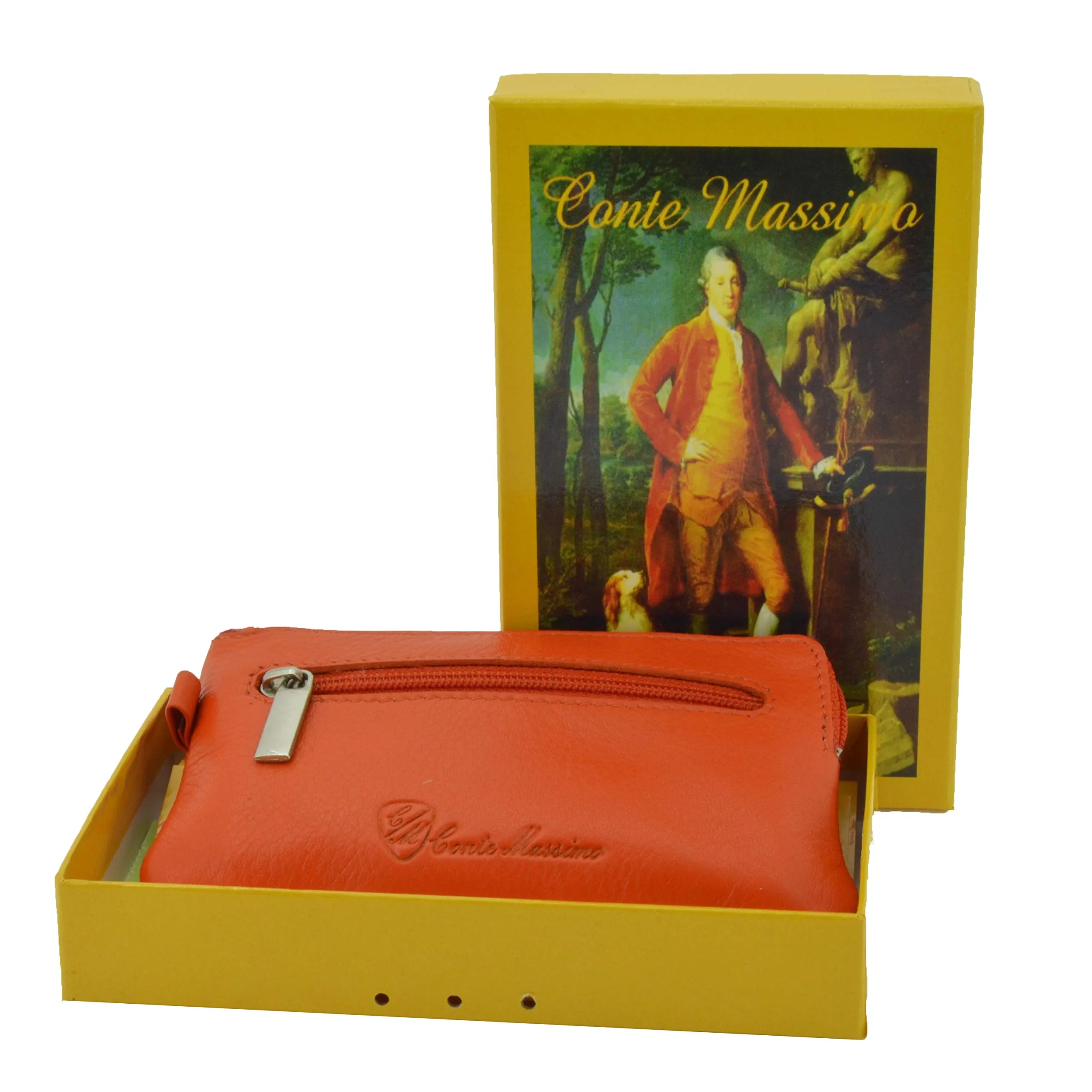 CONTE MASSIMO Portachiavi Per Uomo e Donna, Vera Pelle, 2 Tasche con Cerniera e Ganci, Con Scatola Regalo - immagine 6