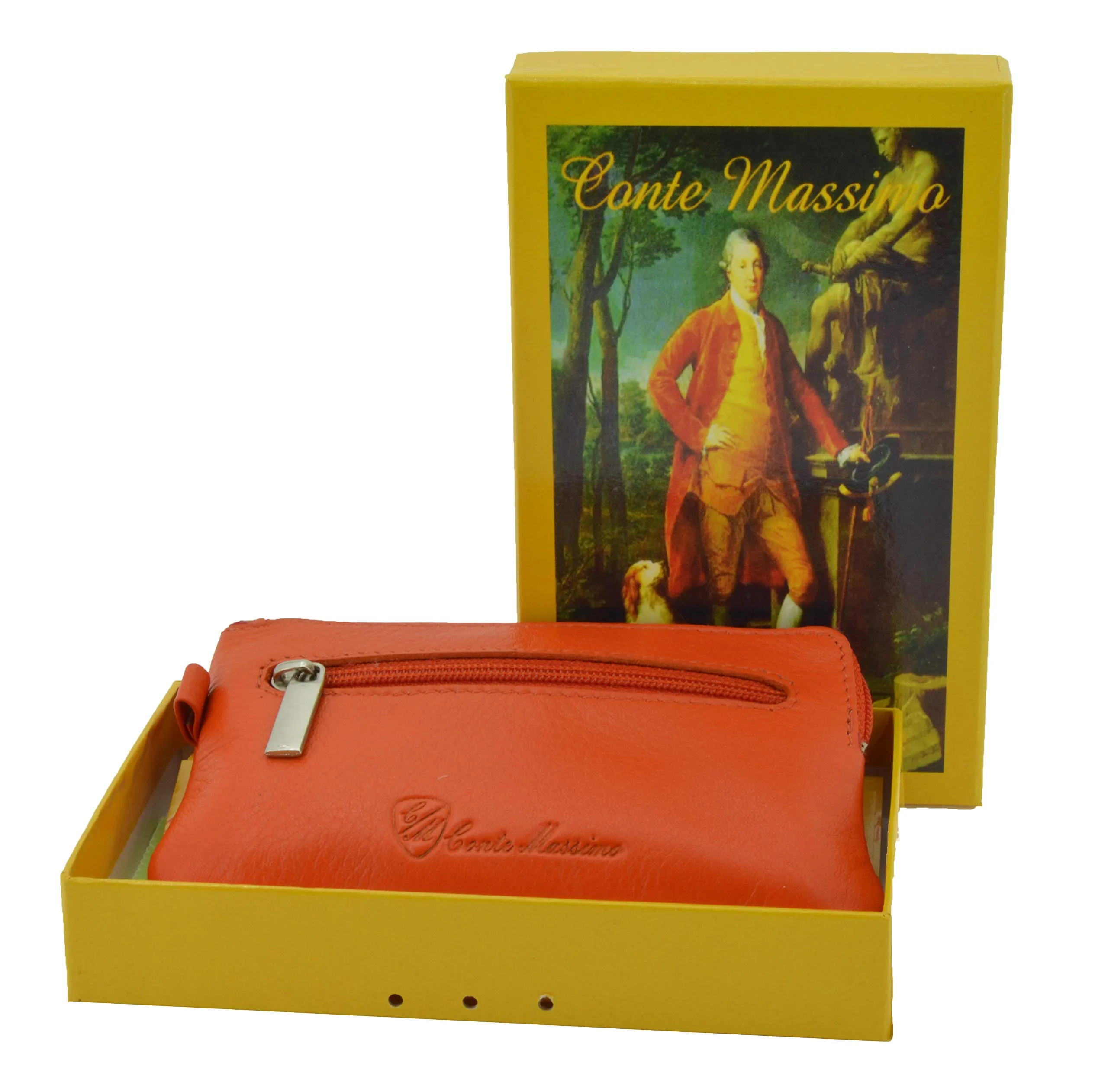 CONTE MASSIMO Portachiavi Per Uomo e Donna, Vera Pelle, 2 Tasche con Cerniera e Ganci, Con Scatola Regalo - immagine 7