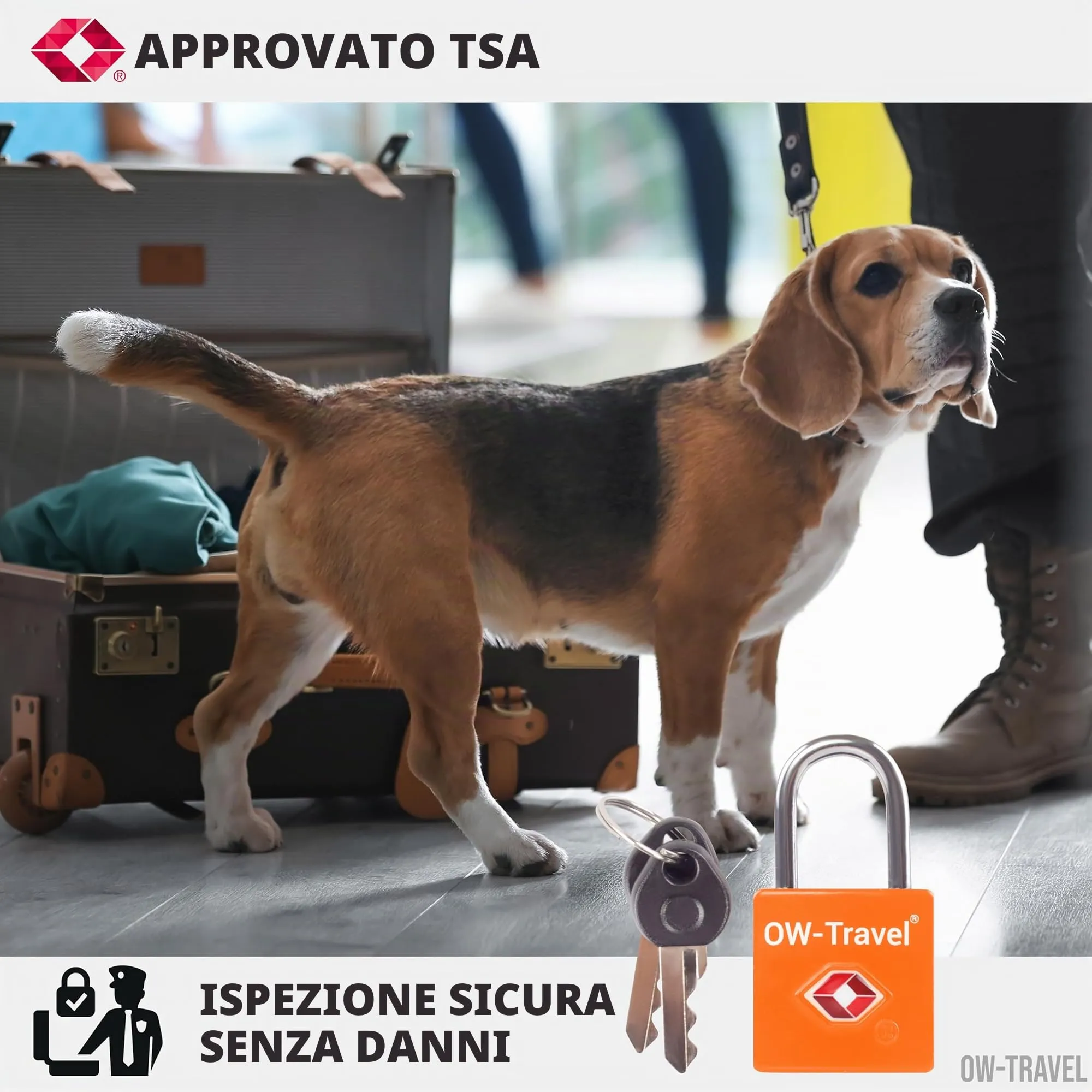 OW-Travel Lucchetto Valigia con Chiave, Lucchetto TSA USA, Arancione 4 Pz - immagine 6