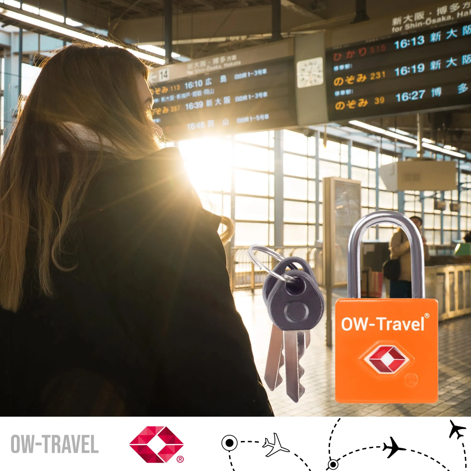 OW-Travel Lucchetto Valigia con Chiave, Lucchetto TSA USA, Arancione 4 Pz - immagine 9