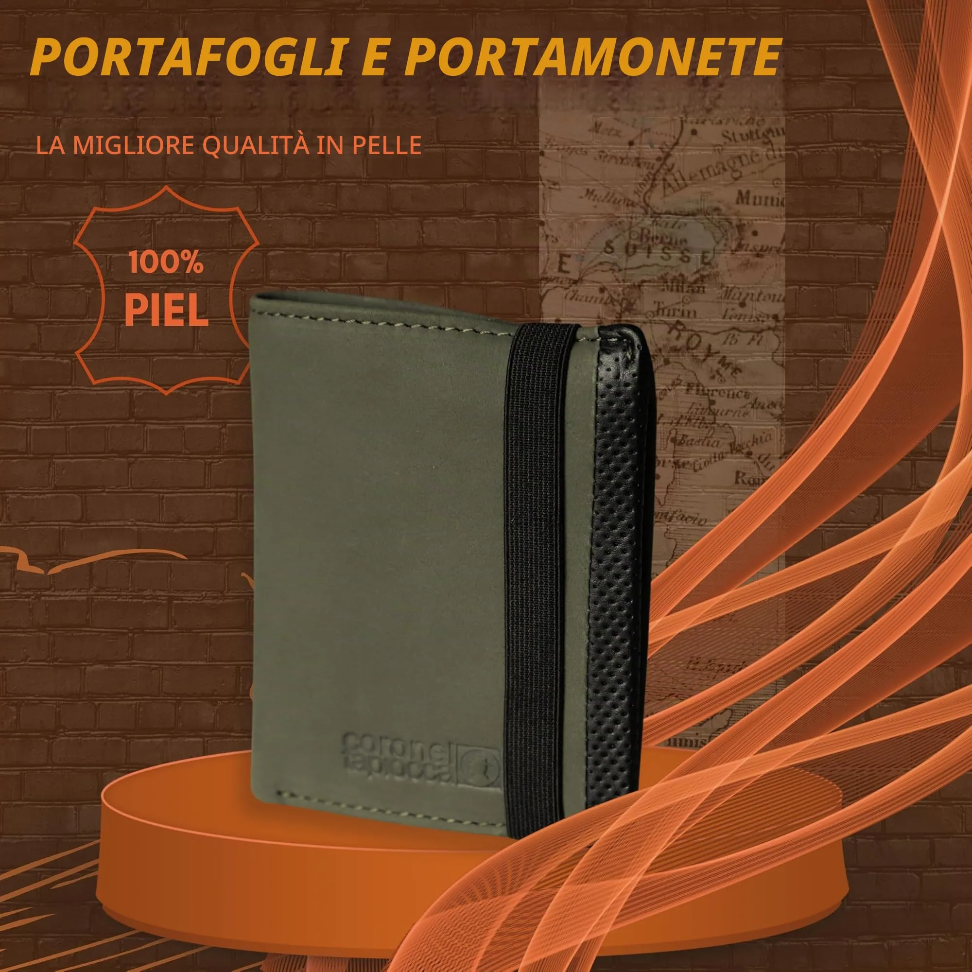 Coronel Tapiocca Portafoglio Portamonete Aladino Porta Carta di Credito per Uomo, Verde - immagine 2