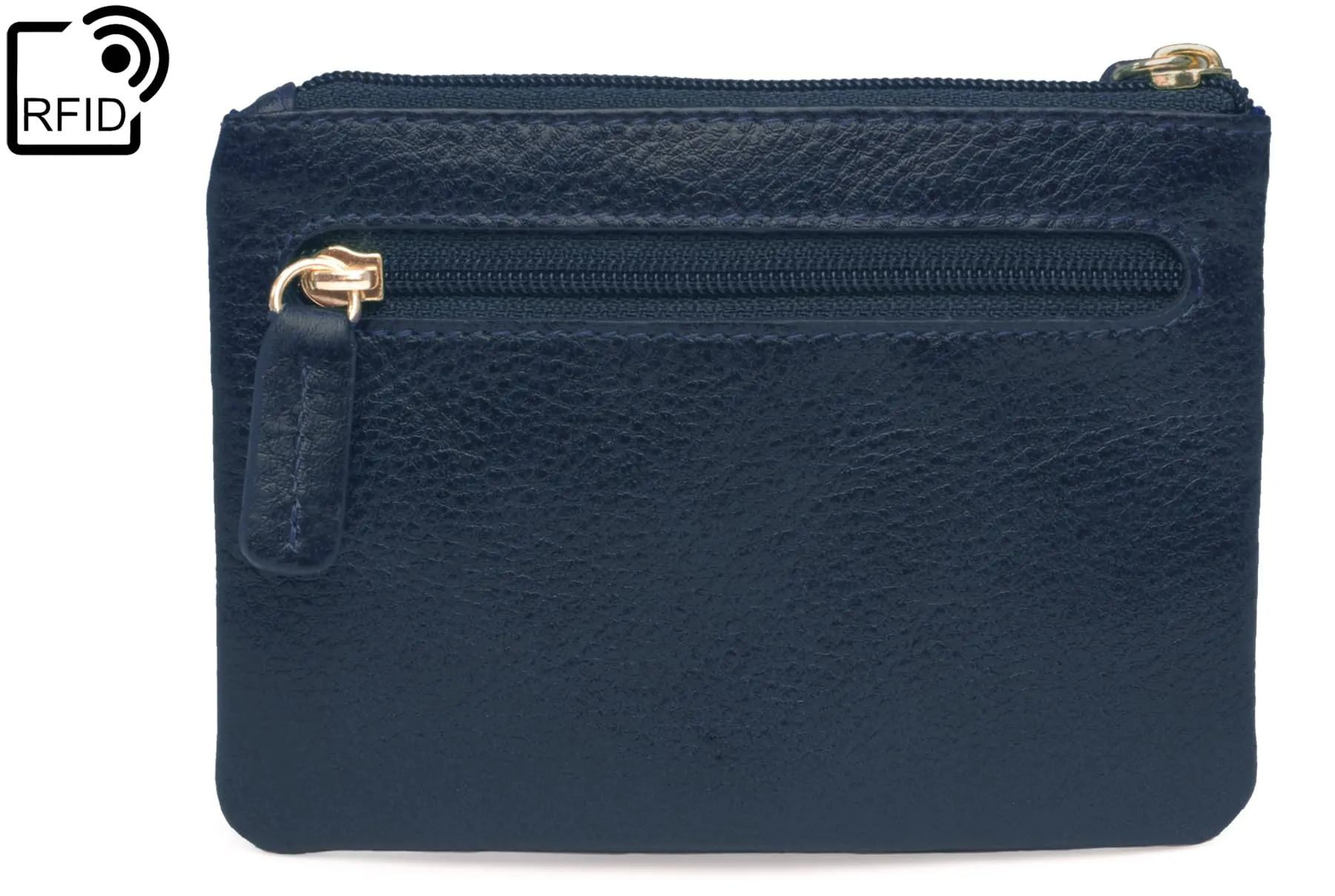 Catwalk Collection Handbags - Portamonete Piccolo in Pelle - Borsellino Donna - Mini Portafoglio - Protezione RFID - Scatola Regalo - Mimi - Blu Oro - immagine 4