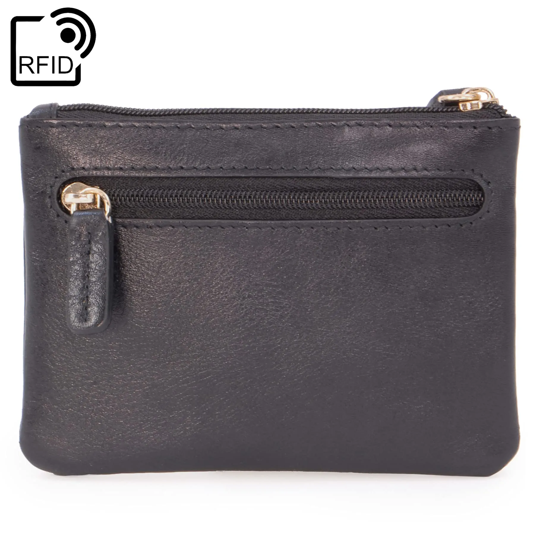 Catwalk Collection Handbags - Portamonete Piccolo in Pelle - Borsellino Donna - Mini Portafoglio - Protezione RFID - Scatola Regalo - Mimi - Nero Oro - immagine 4