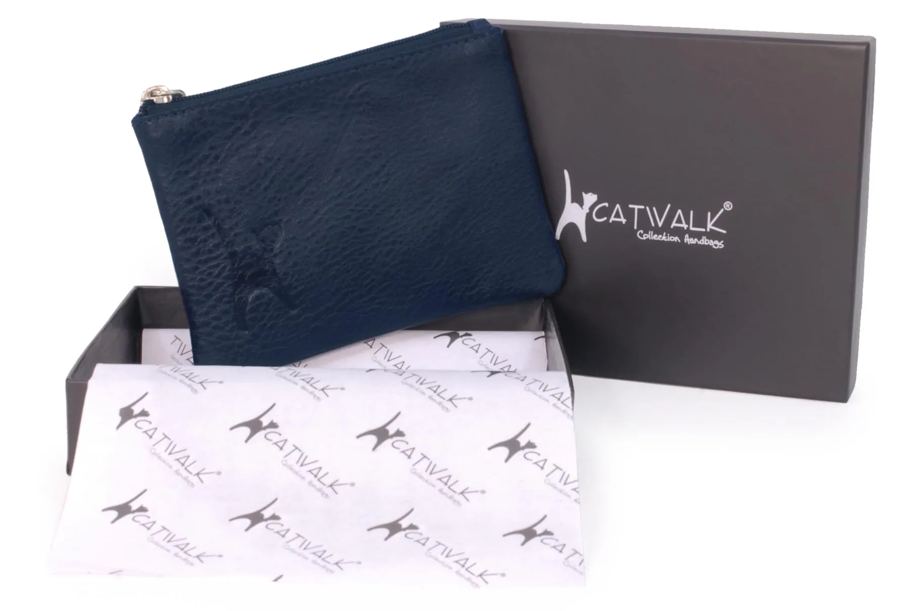 Catwalk Collection Handbags - Portamonete Piccolo in Pelle - Borsellino Donna - Mini Portafoglio - Protezione RFID - Scatola Regalo - Mimi - BLU - immagine 3