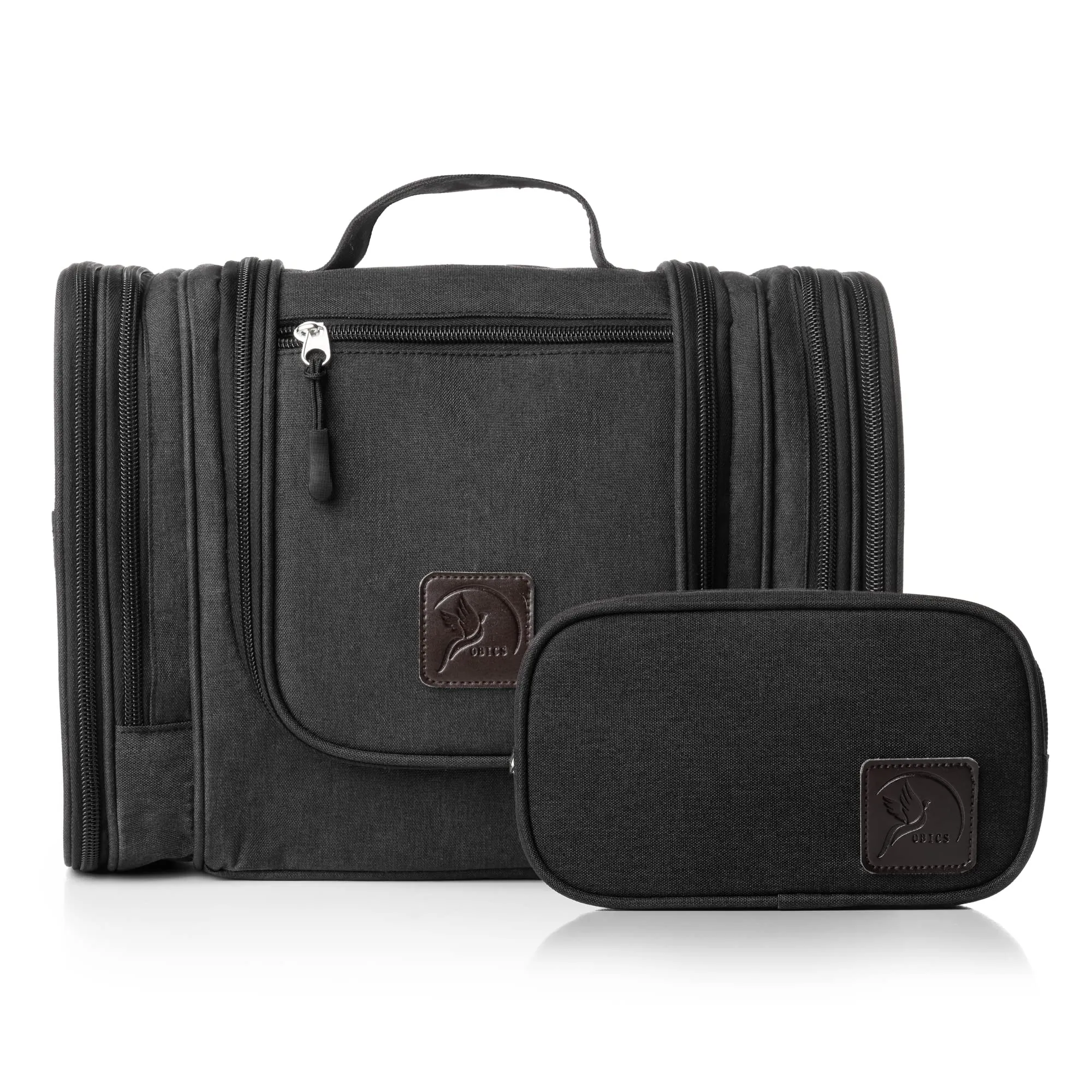 Obics® Beauty case da viaggio per uomo e donna 8L (grande) nero XXL - Borsa da toilette e trousse da appendere con specchio - Sacchetto per cosmetici e toiletry per viaggi e campeggio (10 scomparti) - immagine 5