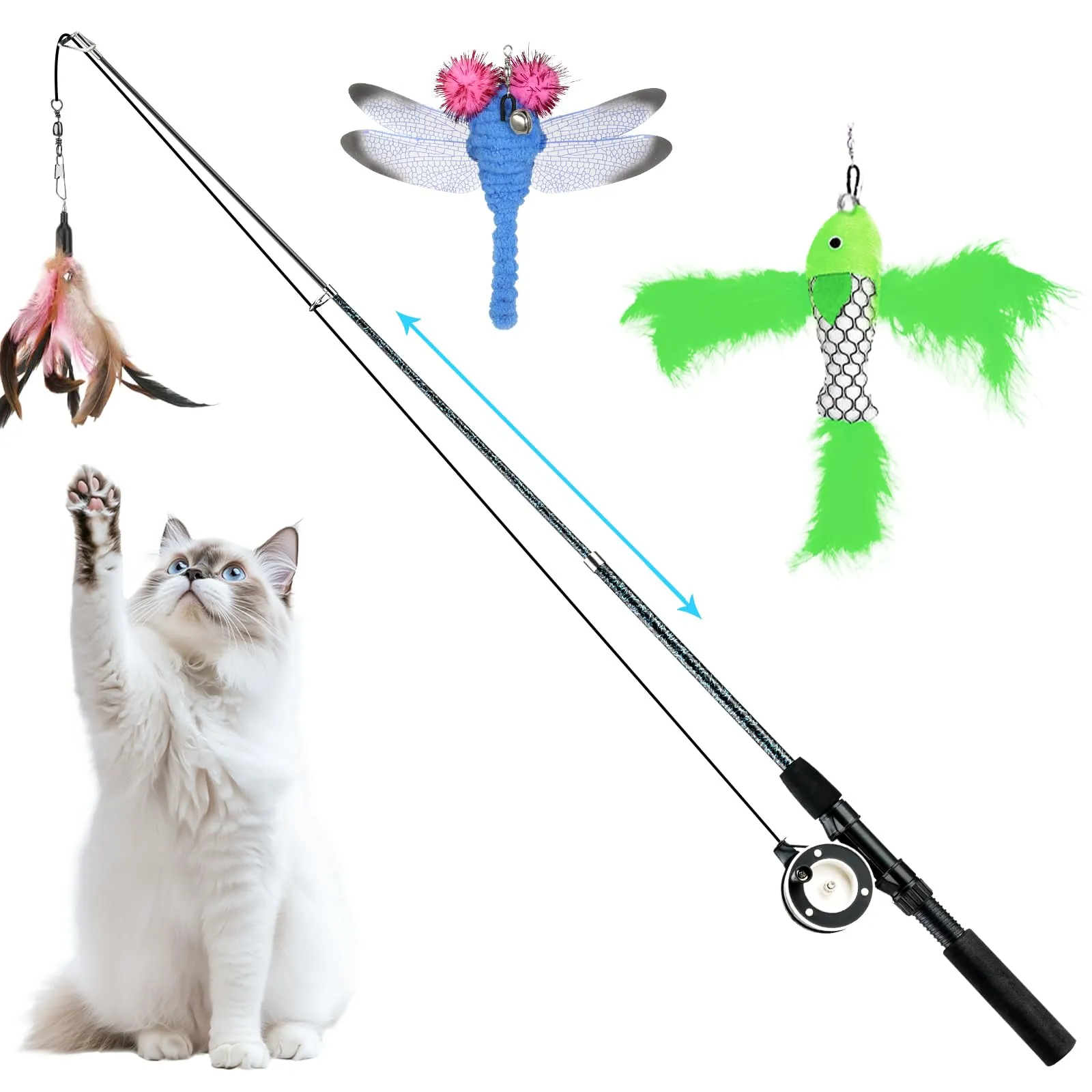 Pawaboo Giocattolo interattivo per gatti, retrattil 4 Pezzi Giocattoli - immagine 1