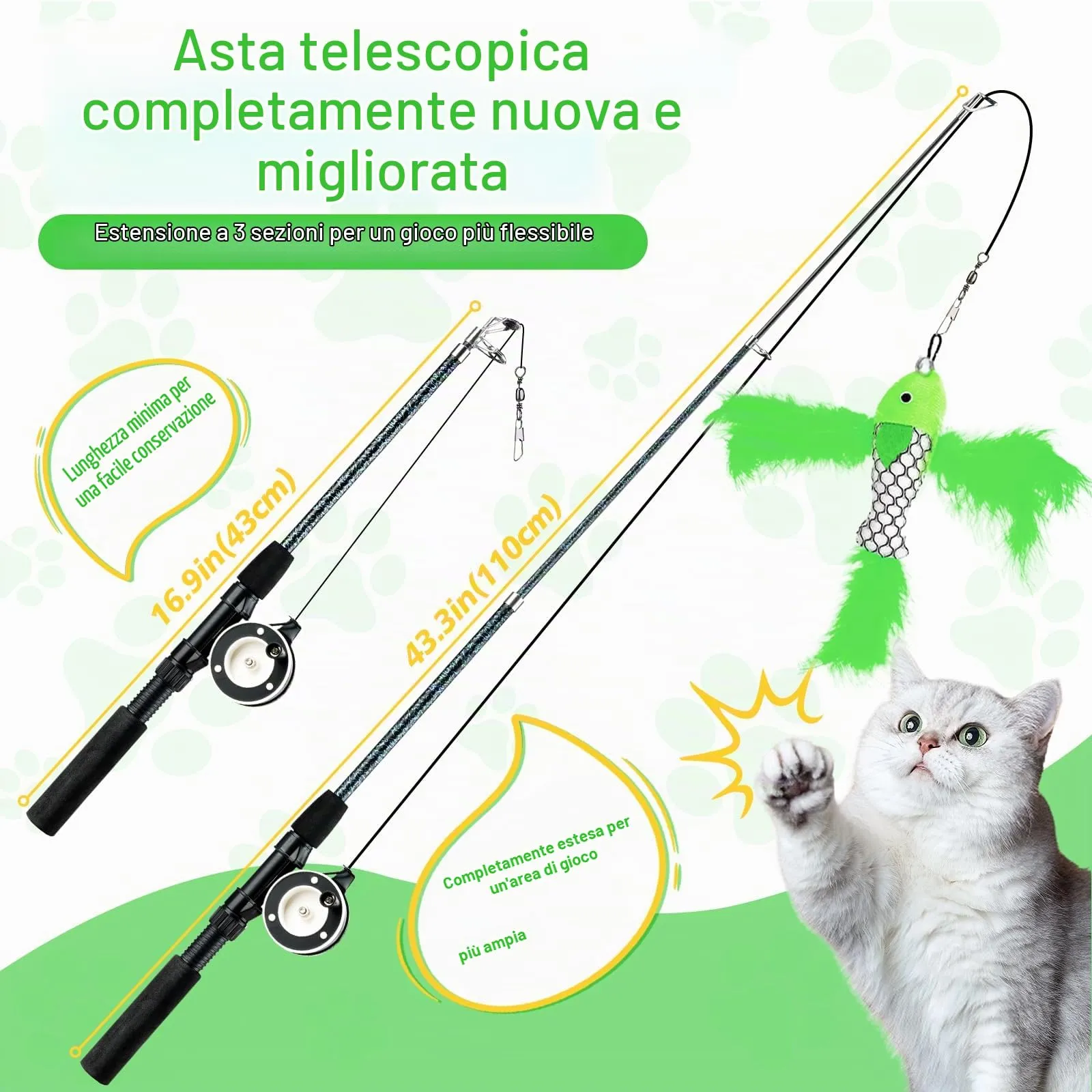 Pawaboo Giocattolo interattivo per gatti, retrattil 4 Pezzi Giocattoli - immagine 2