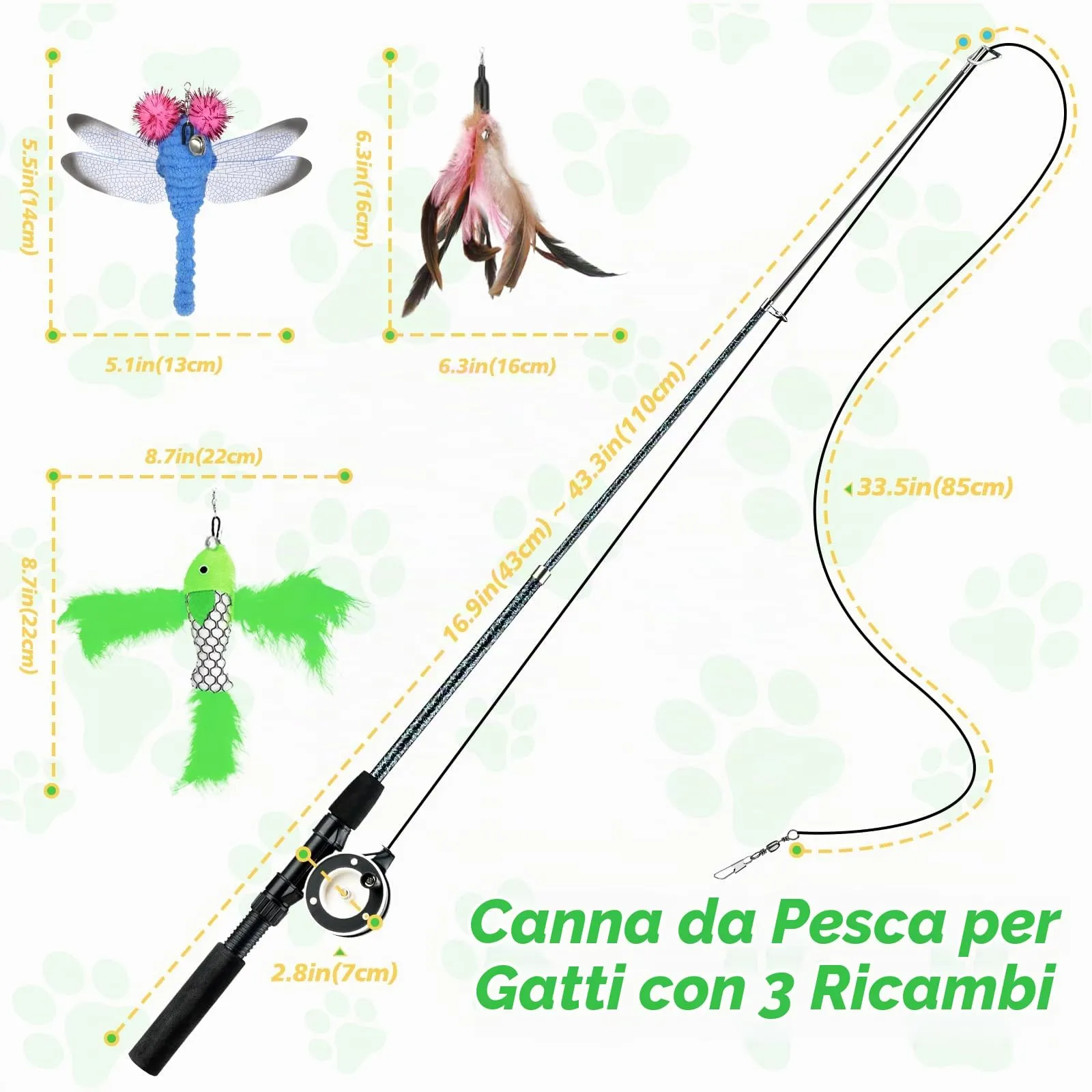 Pawaboo Giocattolo interattivo per gatti, retrattil 4 Pezzi Giocattoli - immagine 6