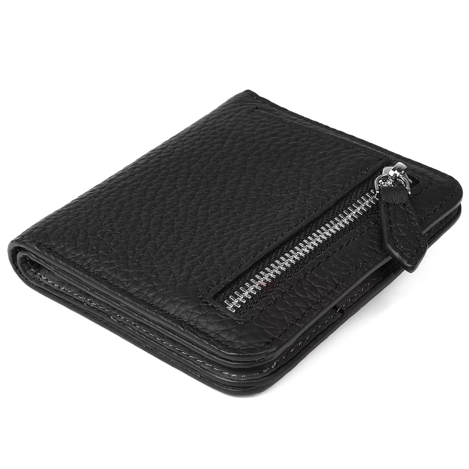 GADIEMKENSD Small Wallet Bifold Credit Card Holder Genuine Leather Coin Purse RFID Blocking Mini Compact Pocket Wallet with Zipper Ultra Slim Minimalist Black - immagine 1