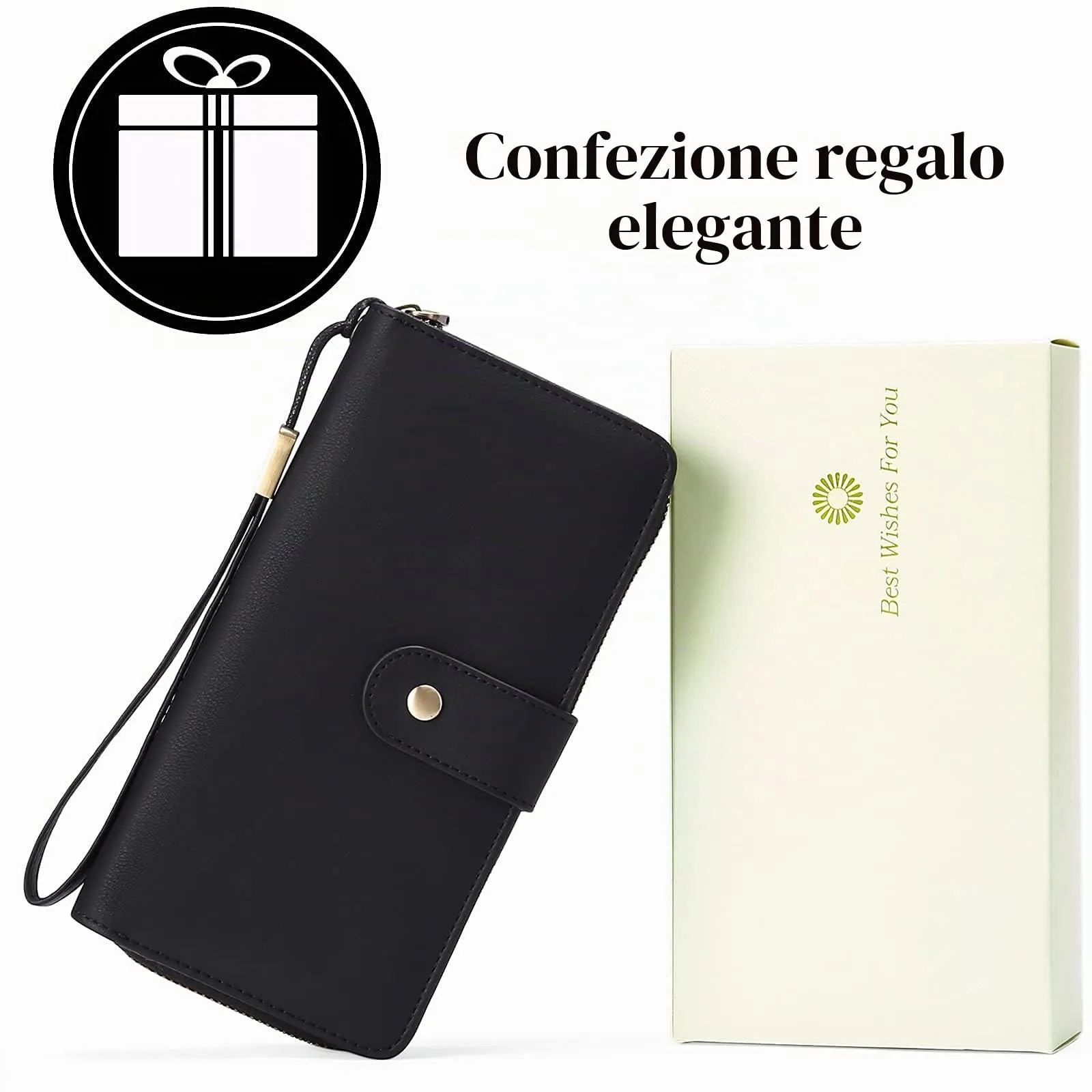 GAEKEAO Portafogli da donna in pelle, Portafoglio Donna Grande Lungo con blocco RFID, Portamonete chiusura con cerniera - immagine 6