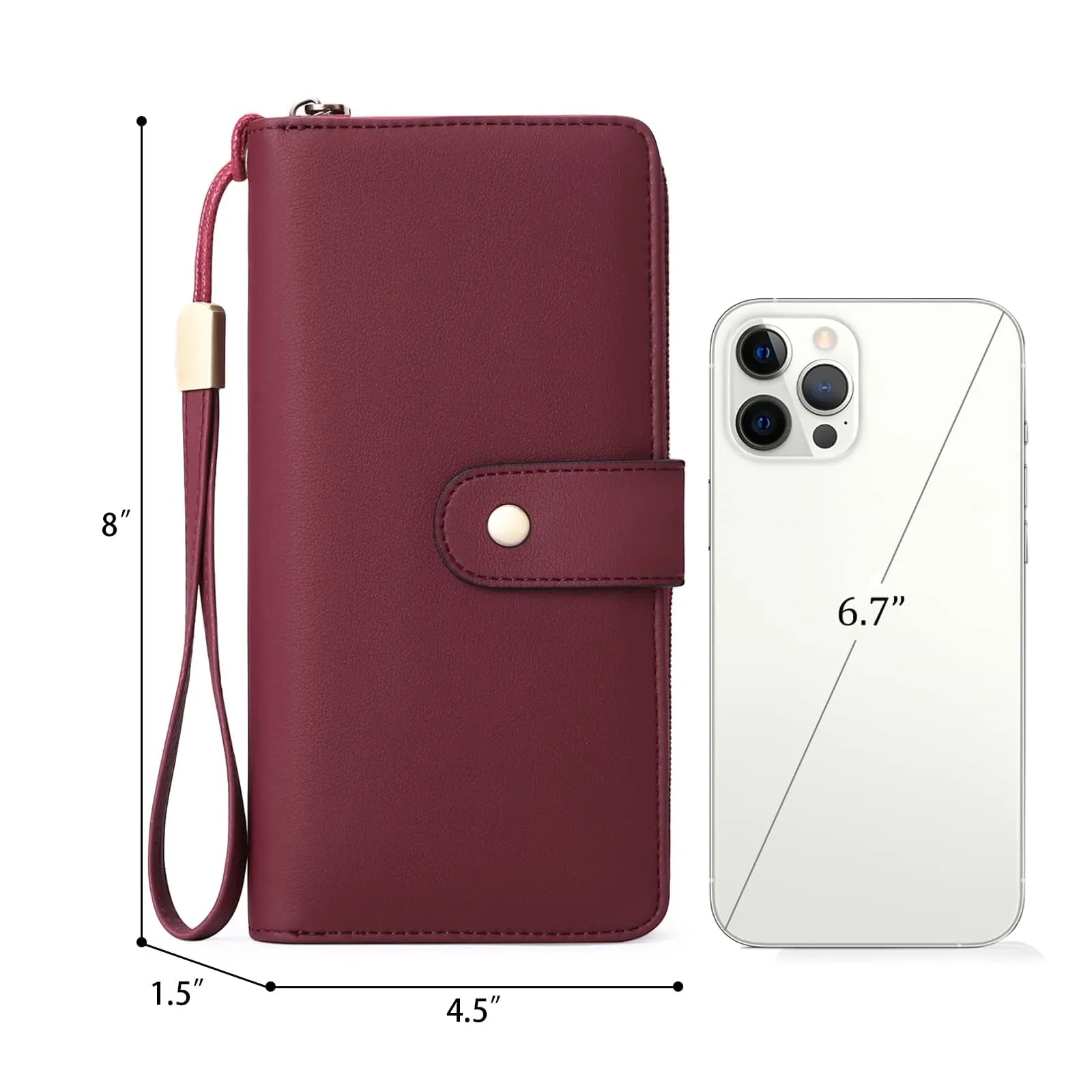 GAEKEAO Portafogli da donna in pelle, Portafoglio Donna Grande Lungo con blocco RFID, Portamonete chiusura con cerniera - immagine 8