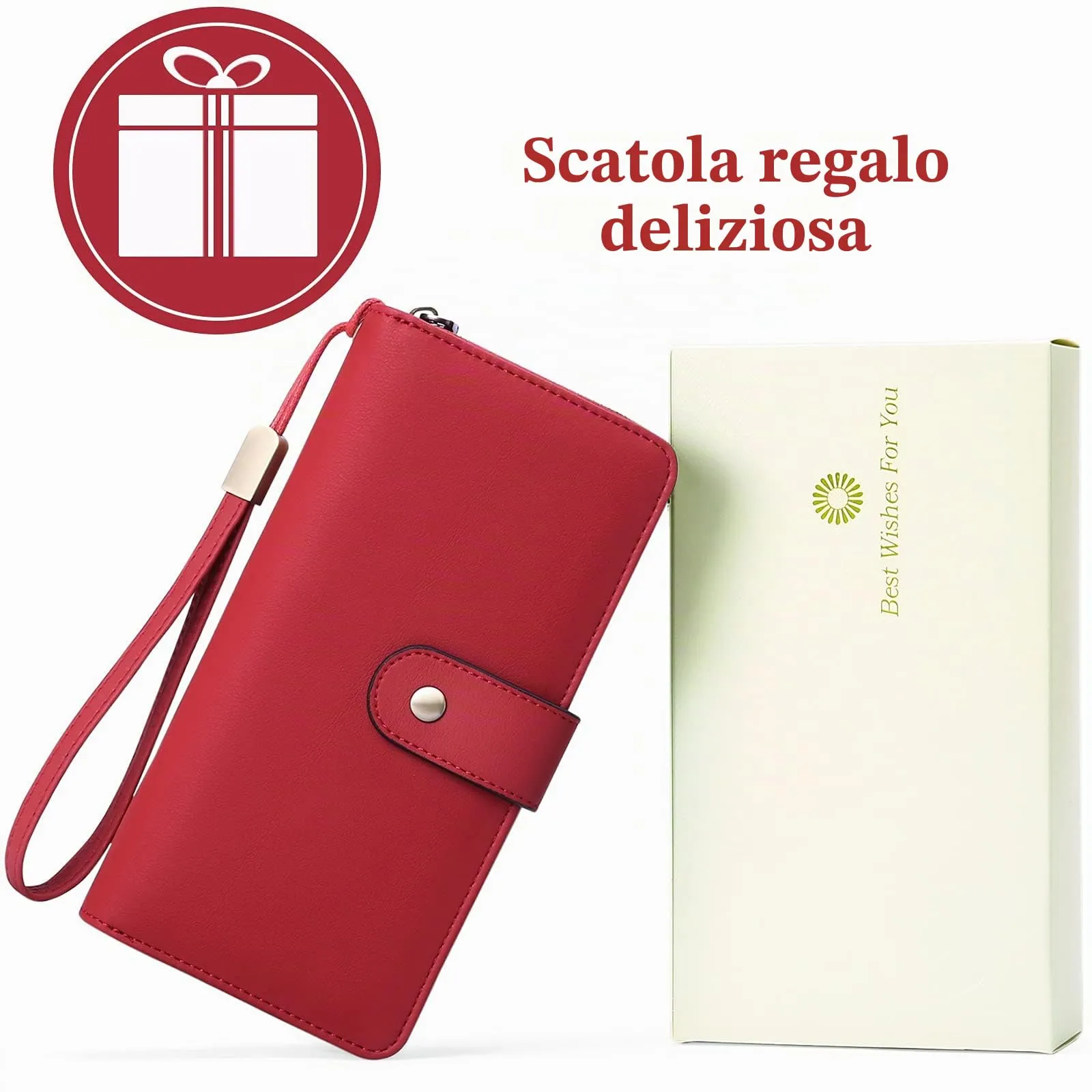 GAEKEAO Portafogli da donna in pelle, Portafoglio Donna Grande Lungo con blocco RFID, Portamonete chiusura con cerniera - immagine 9