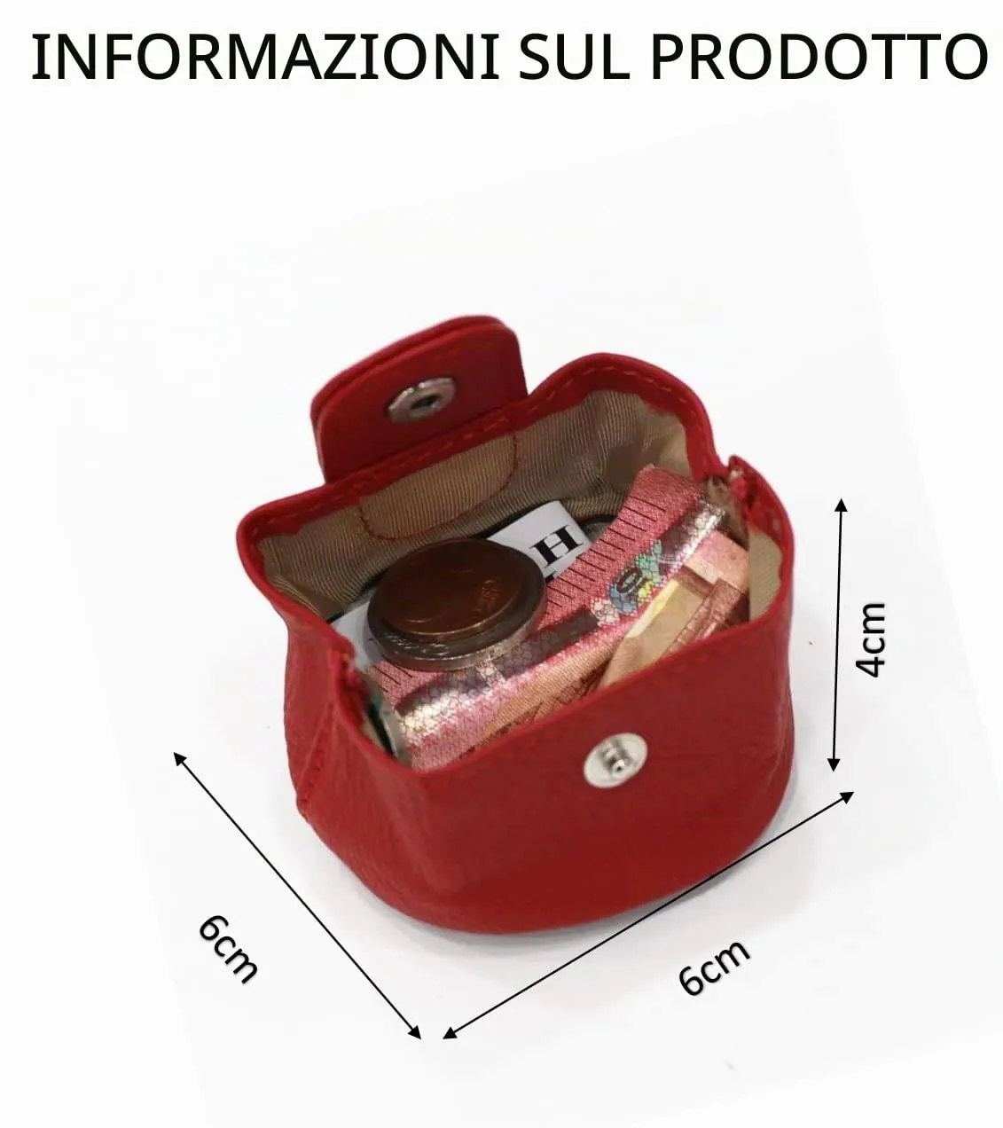 Van Der Rich ® - Portamonete Piccolo Pelle - Donna/Uomo (Rosso) - immagine 4