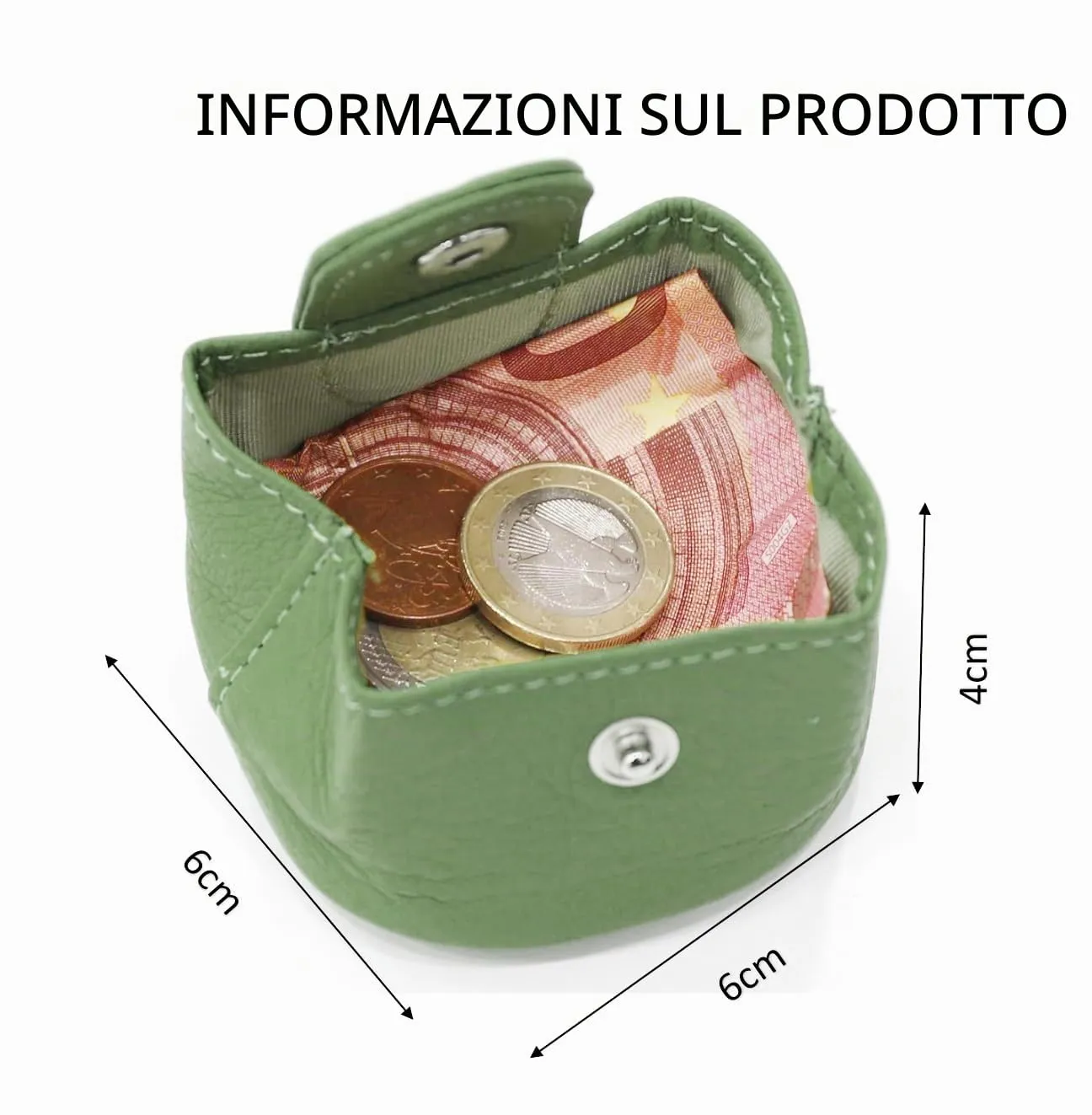 Van Der Rich ® - Portamonete Piccolo Pelle - Donna/Uomo (Oliva) - immagine 3