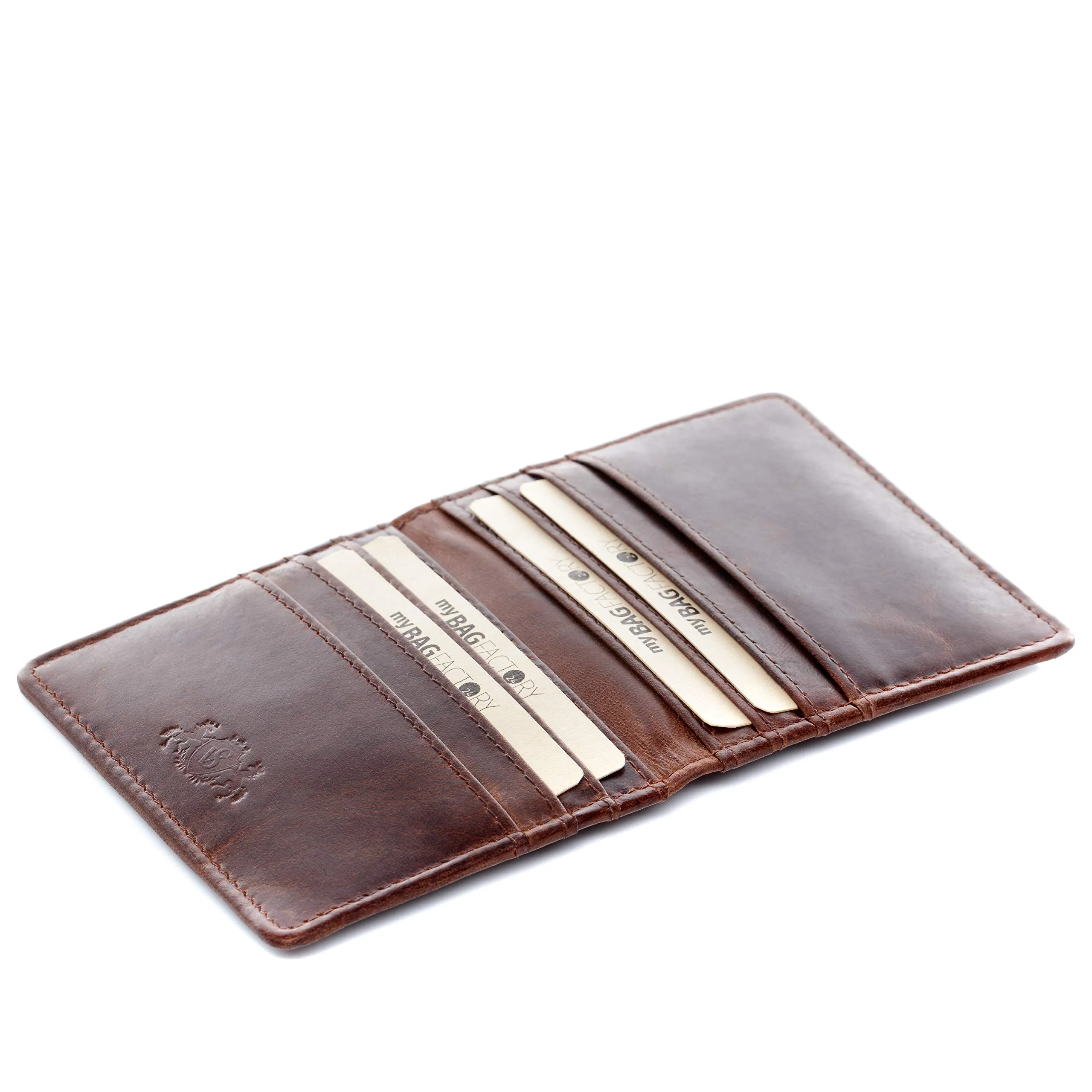 SID & VAIN® Porta tessere RFID protezione vera pelle vintage EARNEST piccolo Portafogli (sottile) Portafogli ultrasottile uomo donna marrone prodotto artigianale - immagine 2