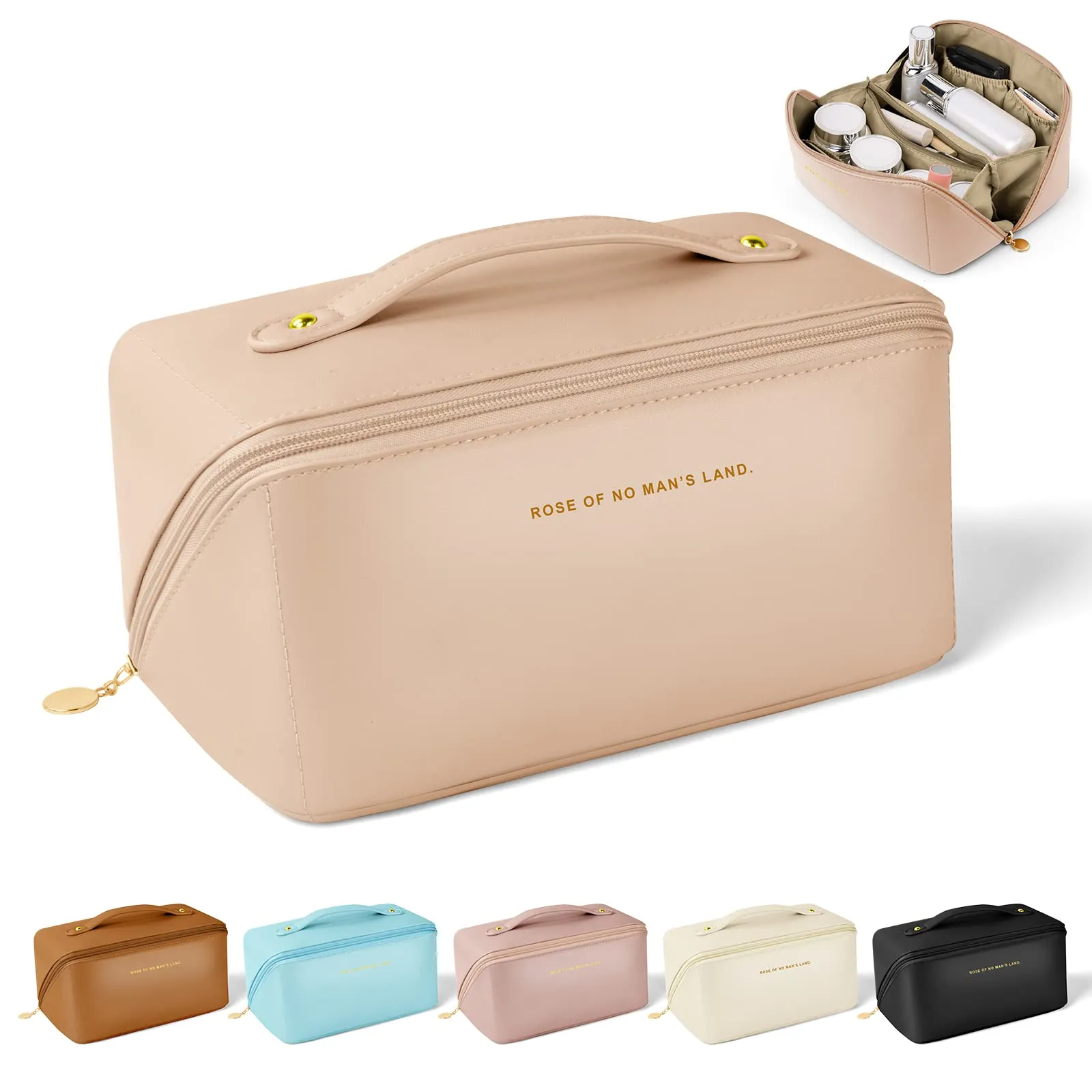 Aucuu Borsa Cosmetica da Viaggio, Beauty Case da Viaggio Donna, Borsa da Viaggio per Cosmetici, Borsa Cosmetica da Donna in Morbida Pelle PU, Borse da Toilette Impermeabile Portatile - immagine 8