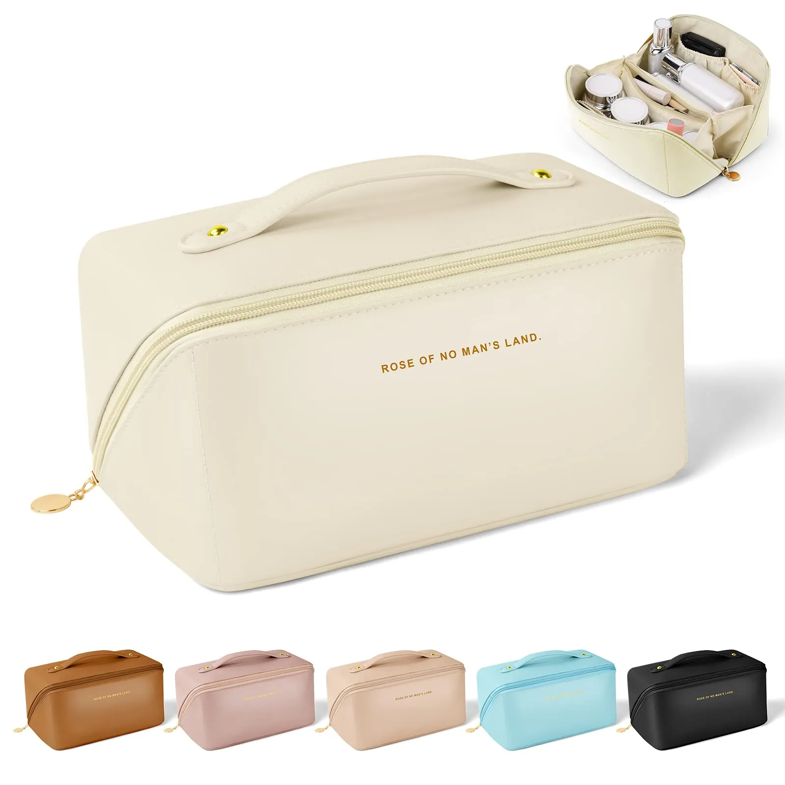 Aucuu Borsa Cosmetica da Viaggio, Beauty Case da Viaggio Donna, Borsa da Viaggio per Cosmetici, Borsa Cosmetica da Donna in Morbida Pelle PU, Borse da Toilette Impermeabile Portatile - immagine 8