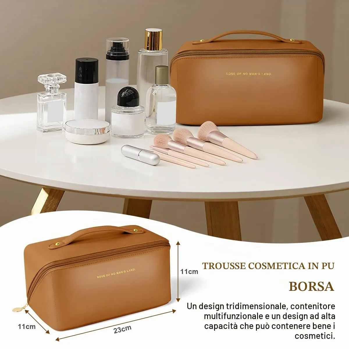Aucuu Borsa Cosmetica da Viaggio, Beauty Case da Viaggio Donna, Borsa da Viaggio per Cosmetici, Borsa Cosmetica da Donna in Morbida Pelle PU, Borse da Toilette Impermeabile Portatile - immagine 2