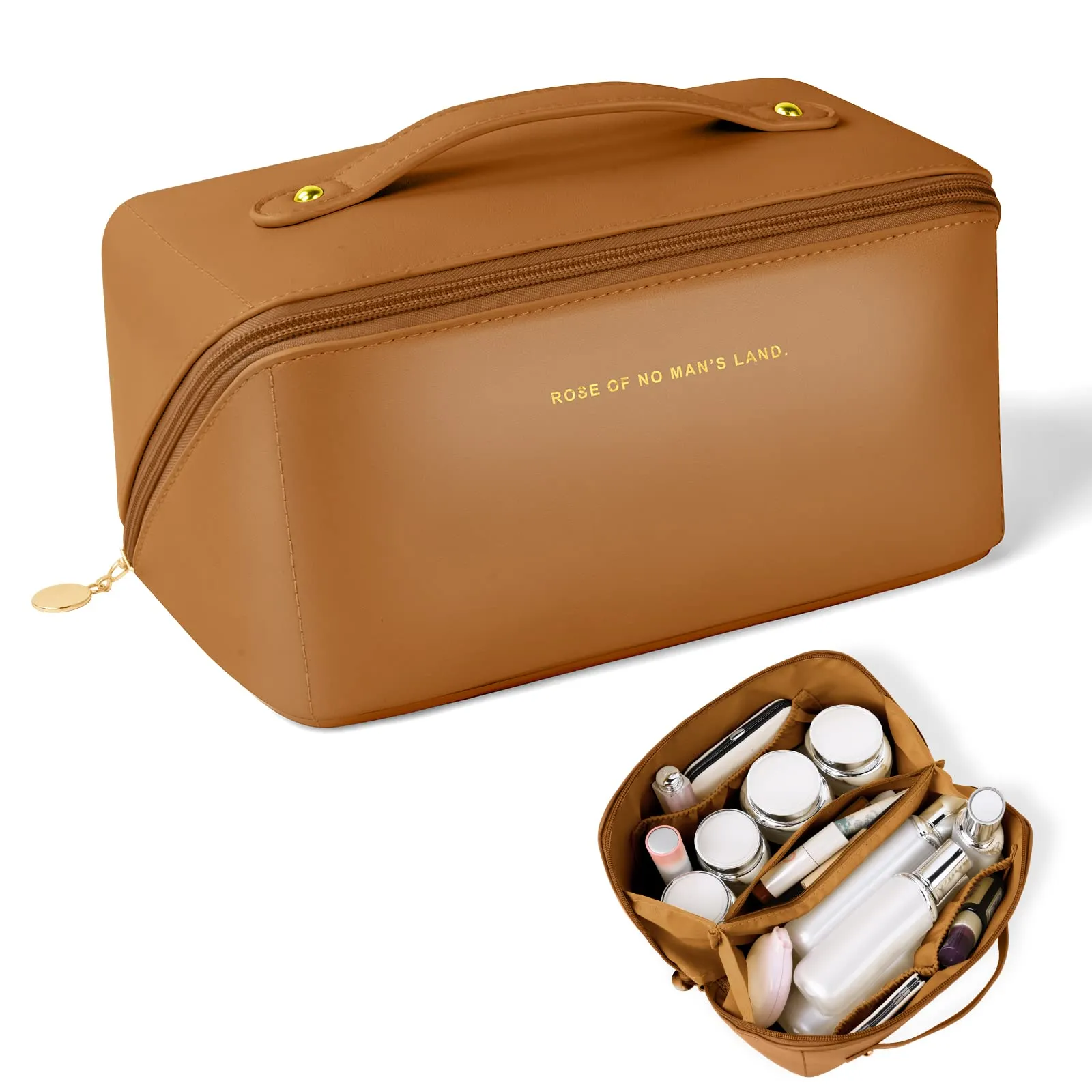 Aucuu Borsa Cosmetica da Viaggio, Beauty Case da Viaggio Donna, Borsa da Viaggio per Cosmetici, Borsa Cosmetica da Donna in Morbida Pelle PU, Borse da Toilette Impermeabile Portatile - immagine 9