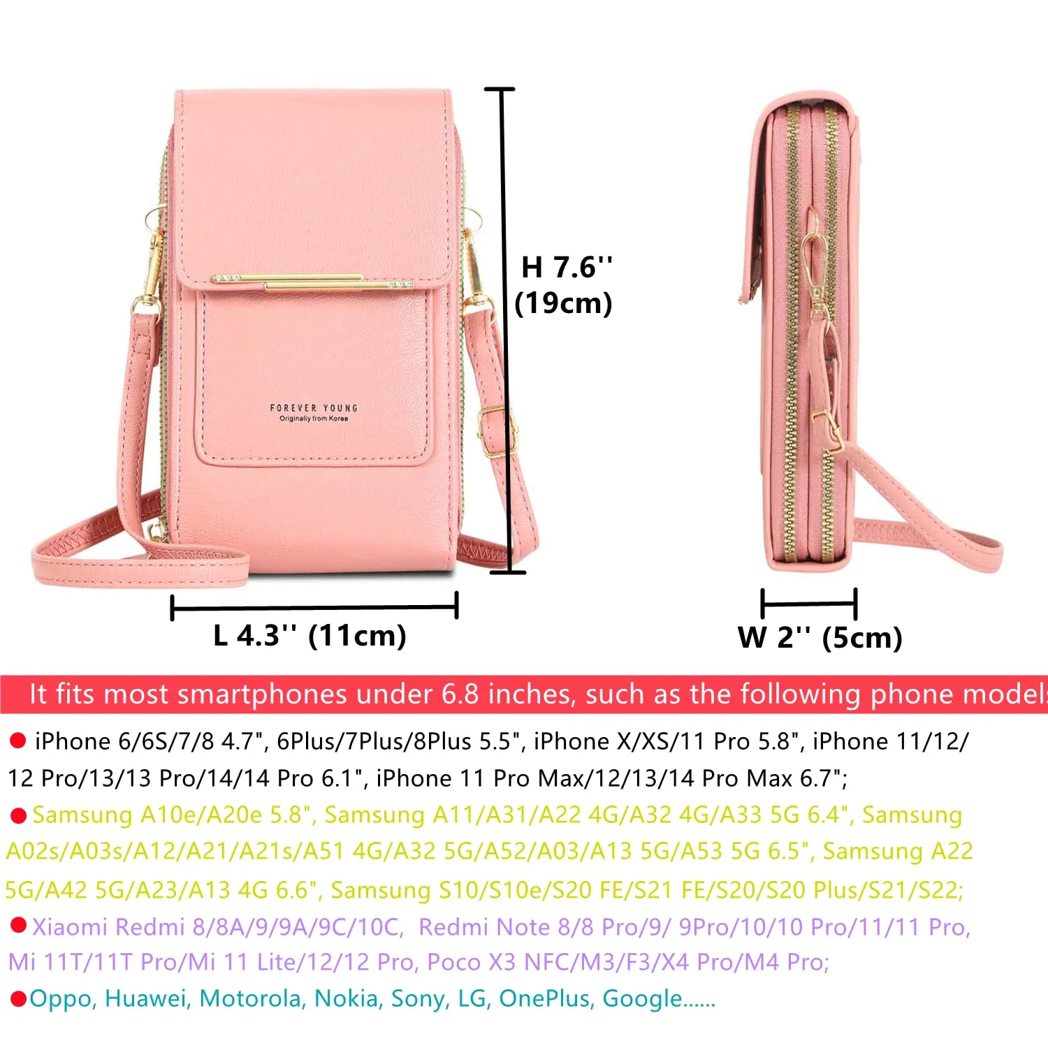 AIFILLE Custodia per cellulare da donna, piccola borsa a tracolla con portafoglio, in pelle PU di alta qualità, con scomparti per carte di credito, pochette, marrone, Handy Tasche Damen Klein - immagine 5