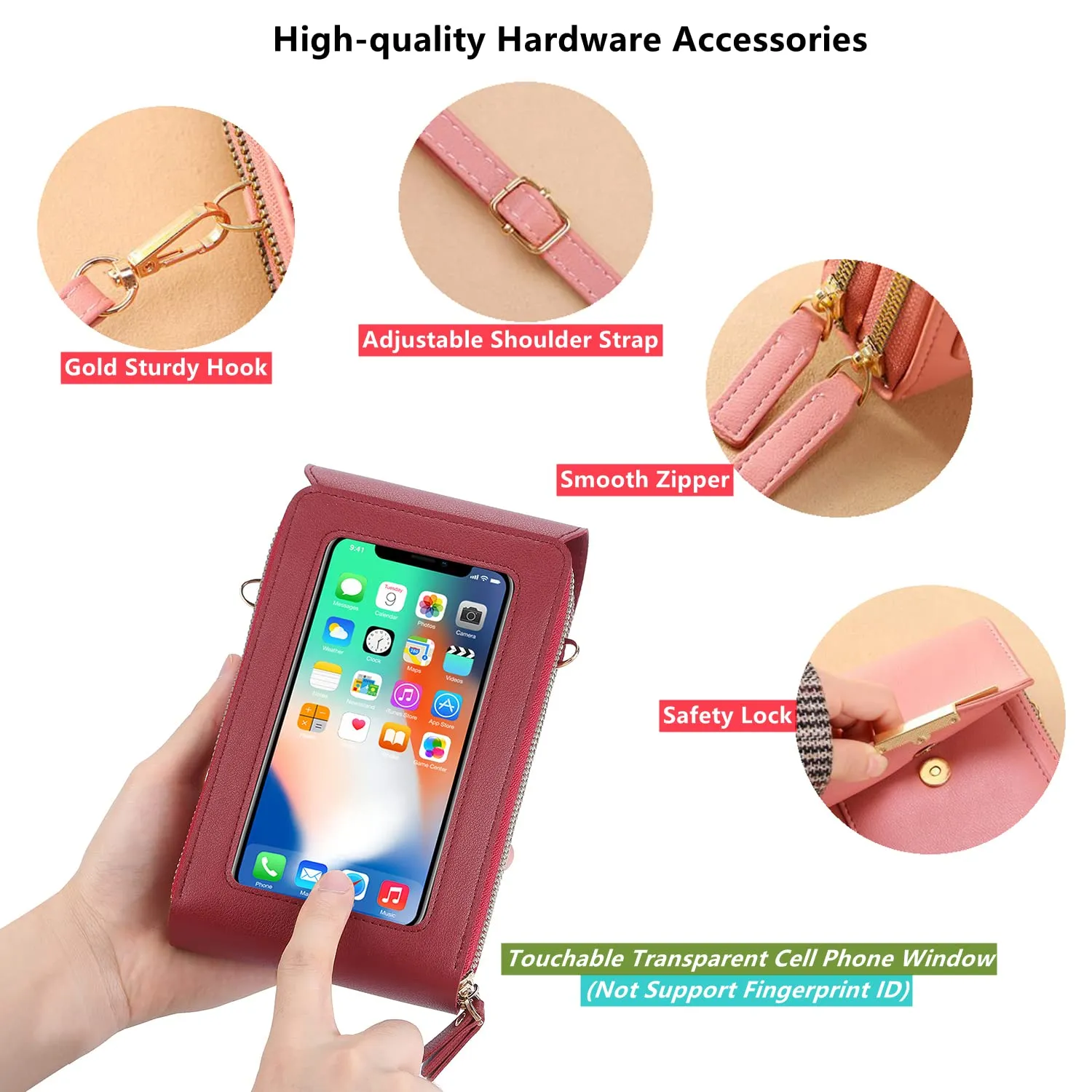 AIFILLE Custodia per cellulare da donna, piccola borsa a tracolla con portafoglio, in pelle PU di alta qualità, con scomparti per carte di credito, pochette, marrone, Handy Tasche Damen Klein - immagine 6