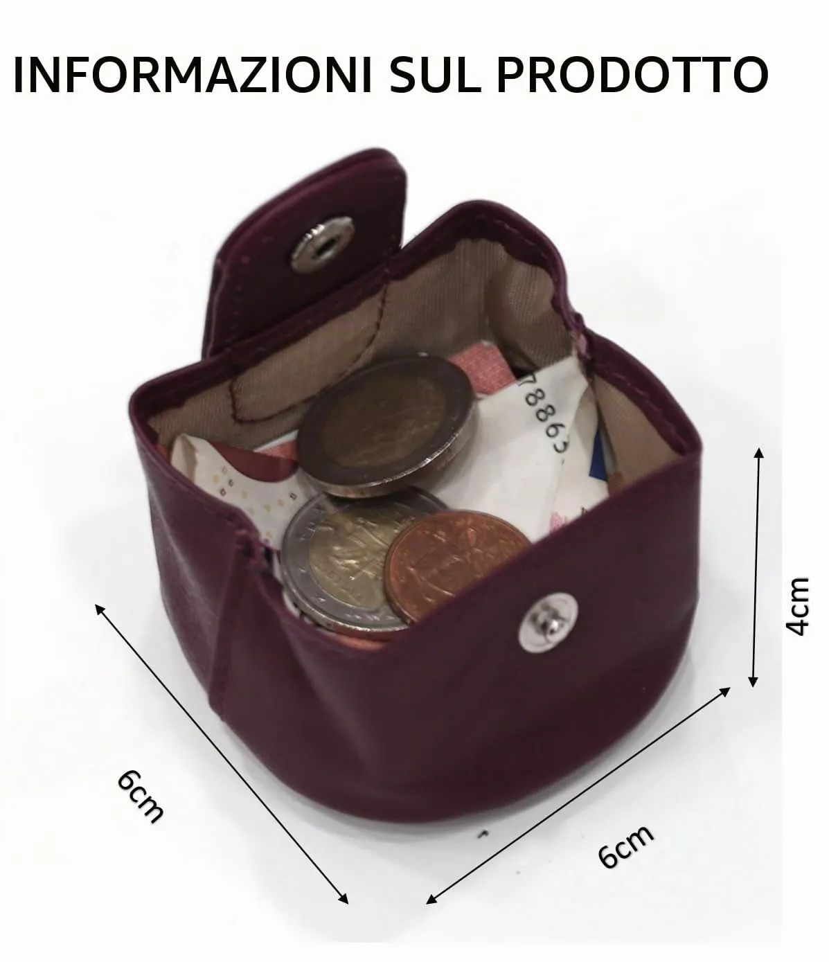 Van Der Rich ® - Portamonete Piccolo Pelle - Donna/Uomo (Lila) - immagine 3