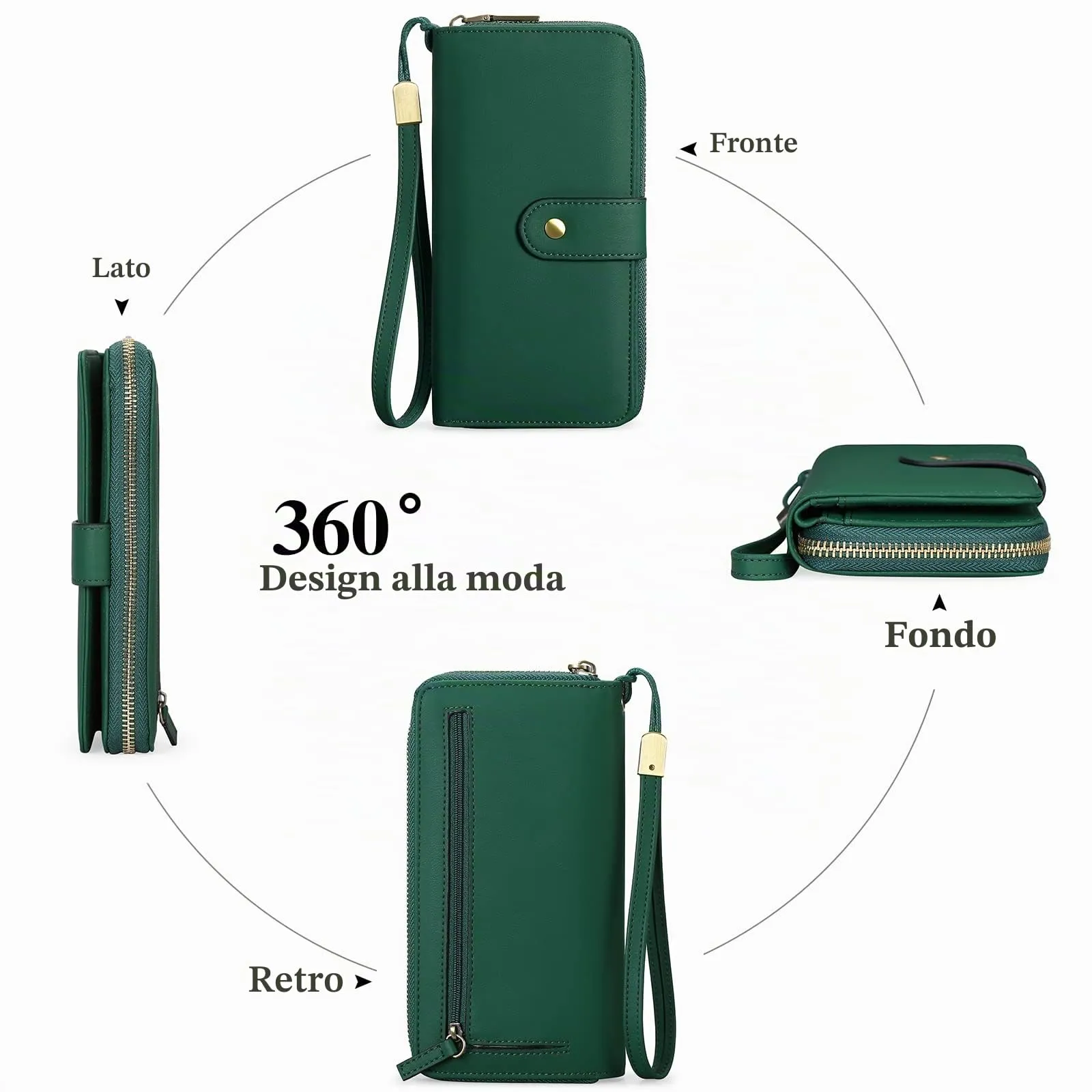 GAEKEAO Portafoglio Donna, Porta Carte di Credito Donna Grande Capacità, Portamonete Donne a più Scomparti con Protezione RFID - immagine 4