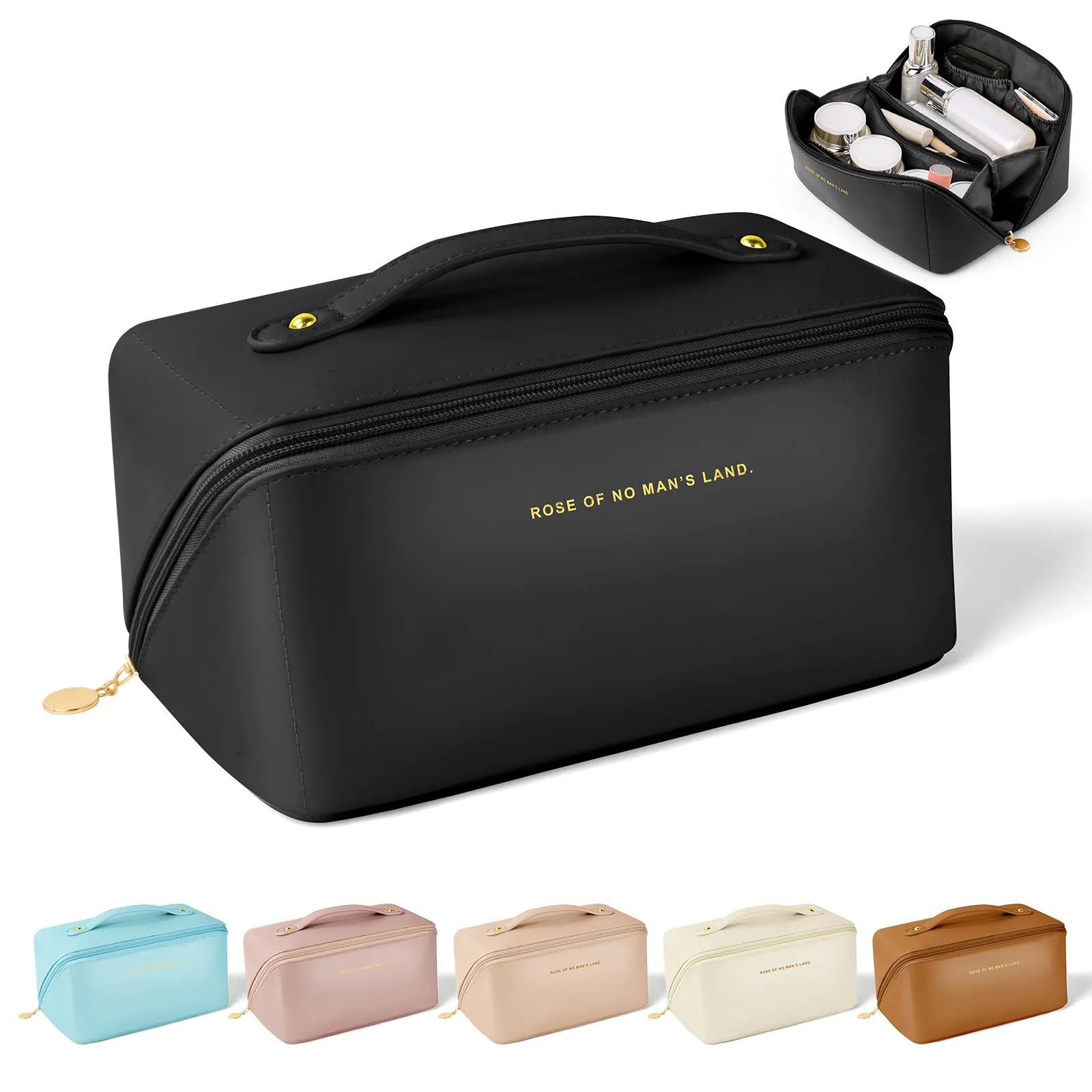 Aucuu Borsa Cosmetica da Viaggio, da Donna, per Cosmetici, in Morbida Pelle PU, Beauty Case da Toilette Impermeabile Portatile - immagine 8