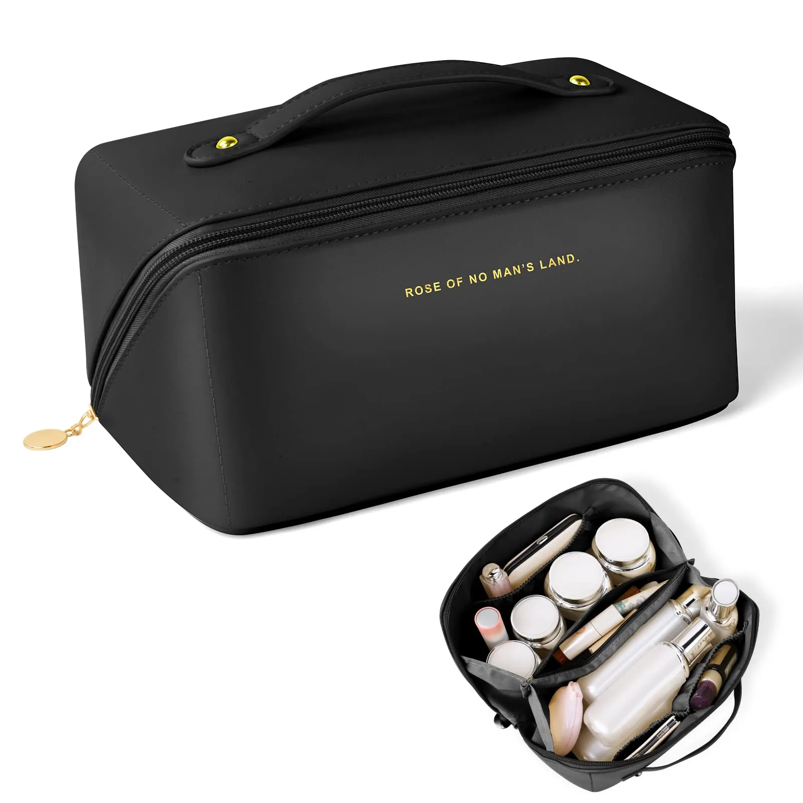 Aucuu Borsa Cosmetica da Viaggio, da Donna, per Cosmetici, in Morbida Pelle PU, Beauty Case da Toilette Impermeabile Portatile - immagine 9