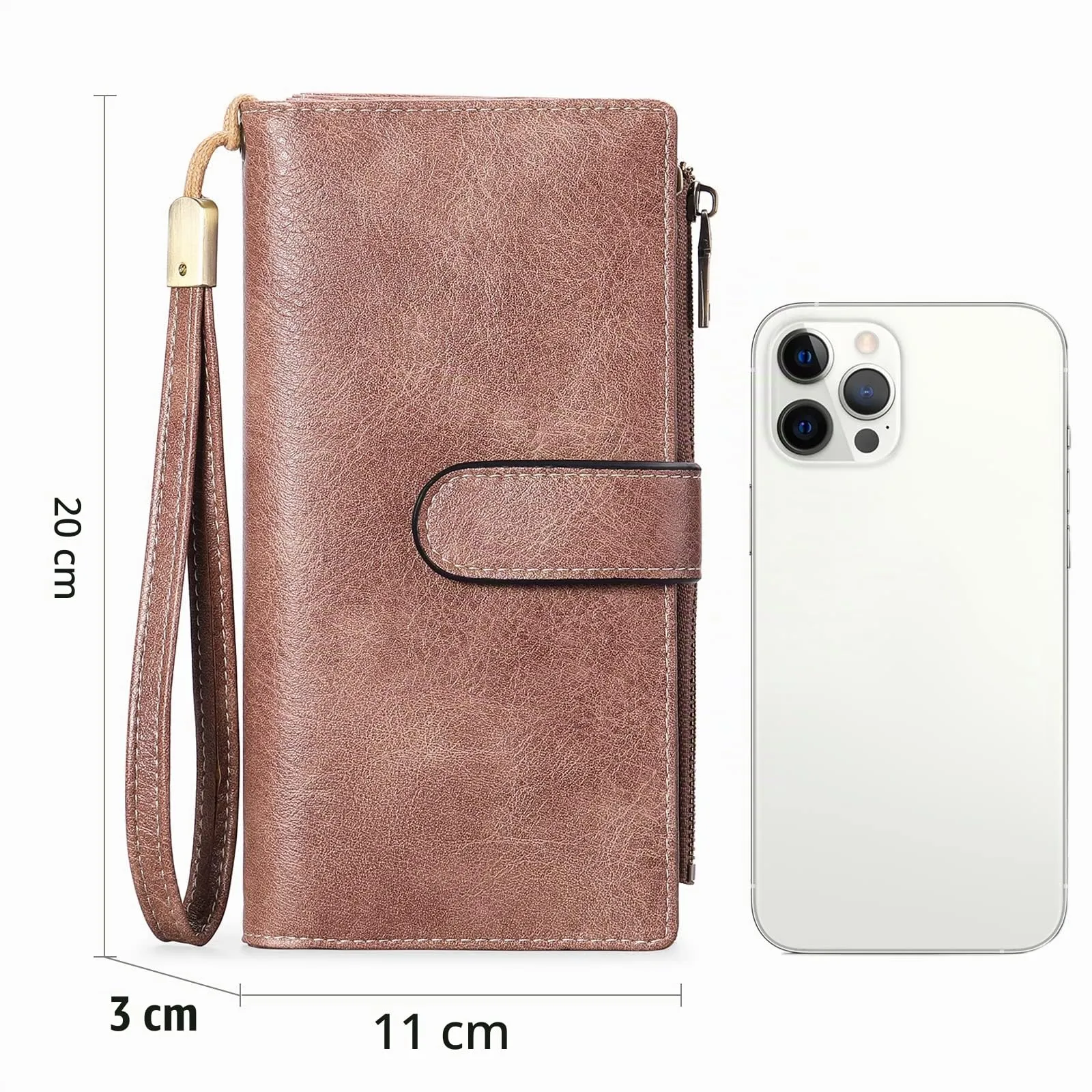 GOIACII Portafoglio Donna Grande Formato Lungo Portafogli Pelle RFID Blocco con Slot per Schede Multiple Portamonete da Polso - immagine 6