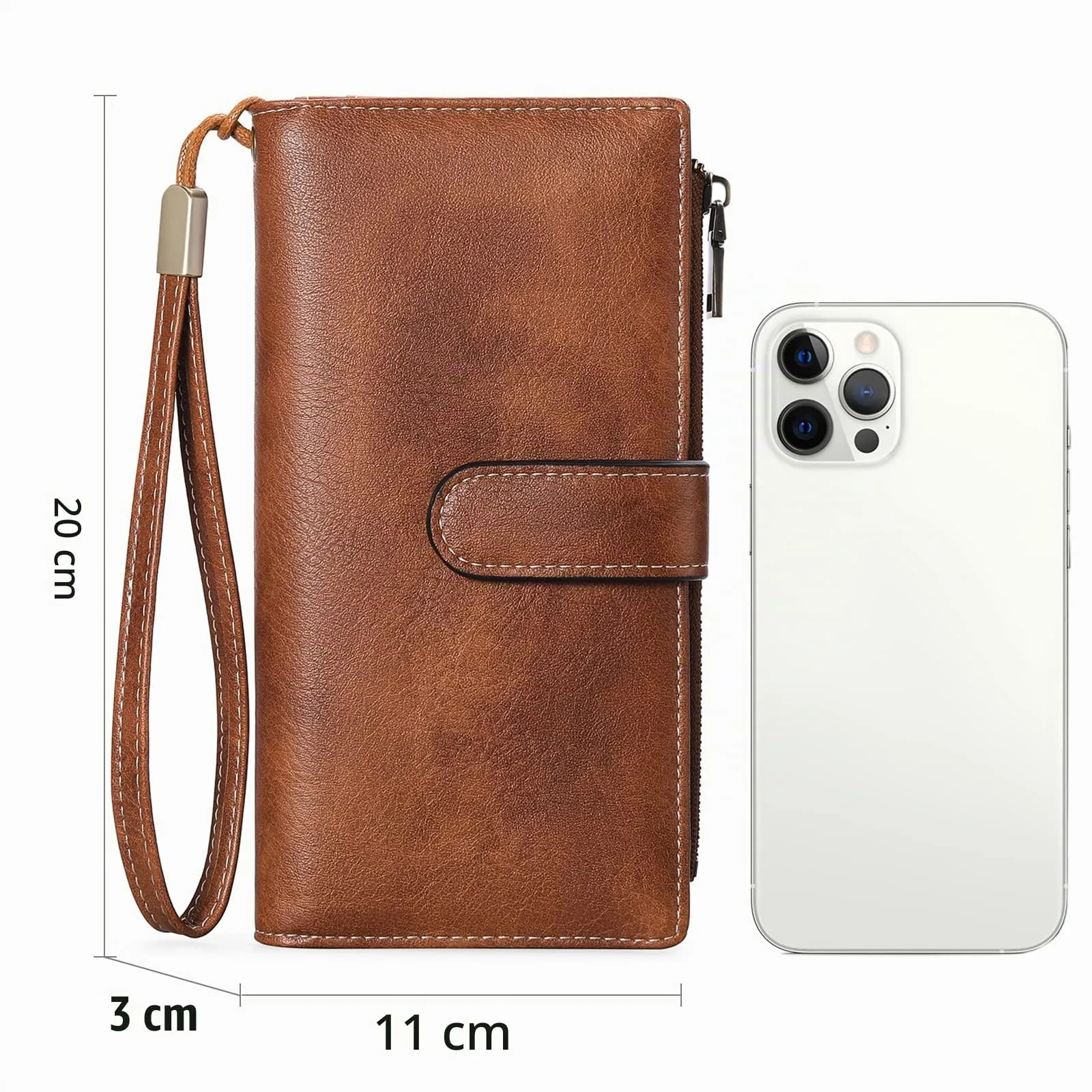 GOIACII Portafoglio Donna Grande Formato Lungo Portafogli Pelle RFID Blocco con Slot per Schede Multiple Portamonete da Polso - immagine 6